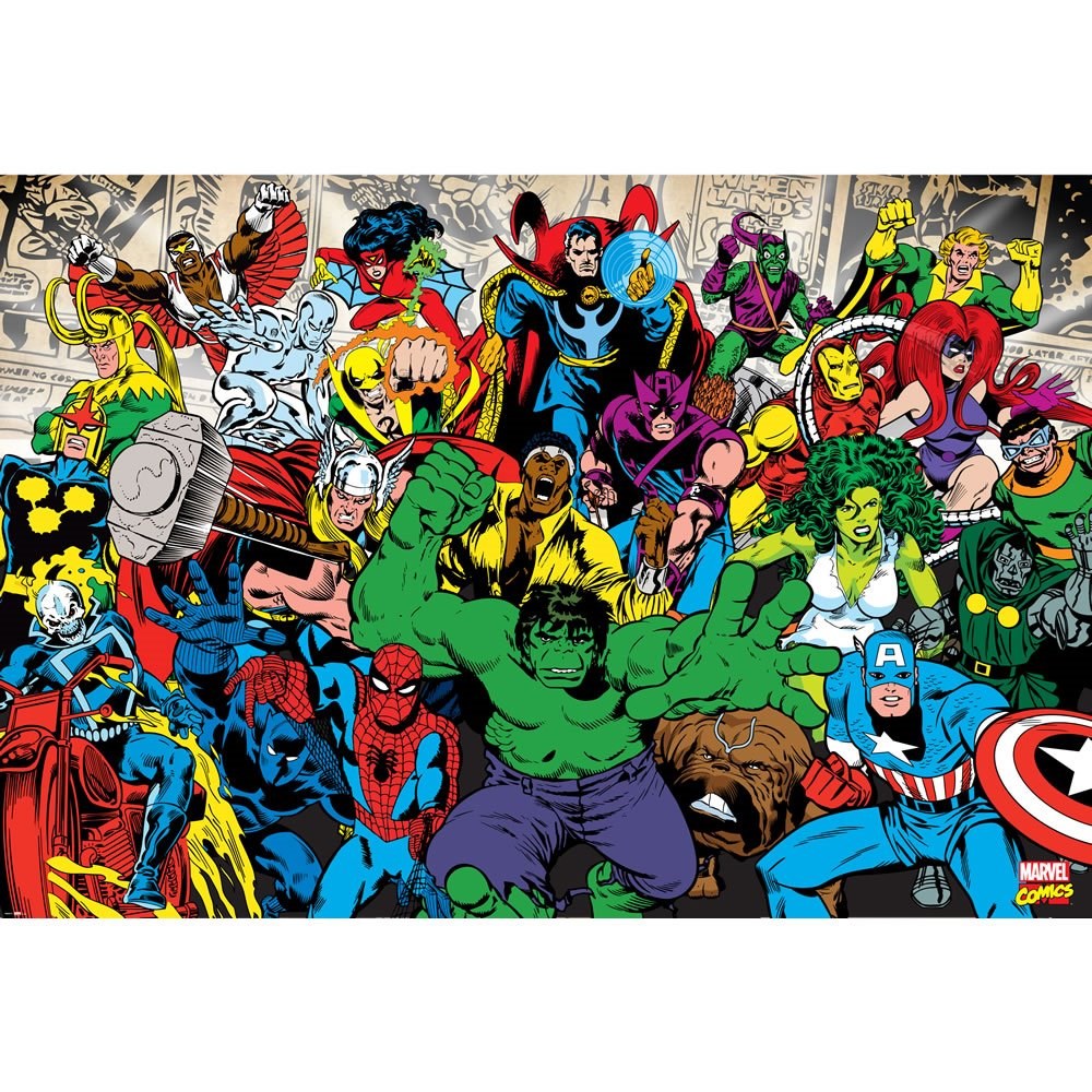 1Wall Marvel Characters Wallpaper Mural At Wilko.com Desktop Background
