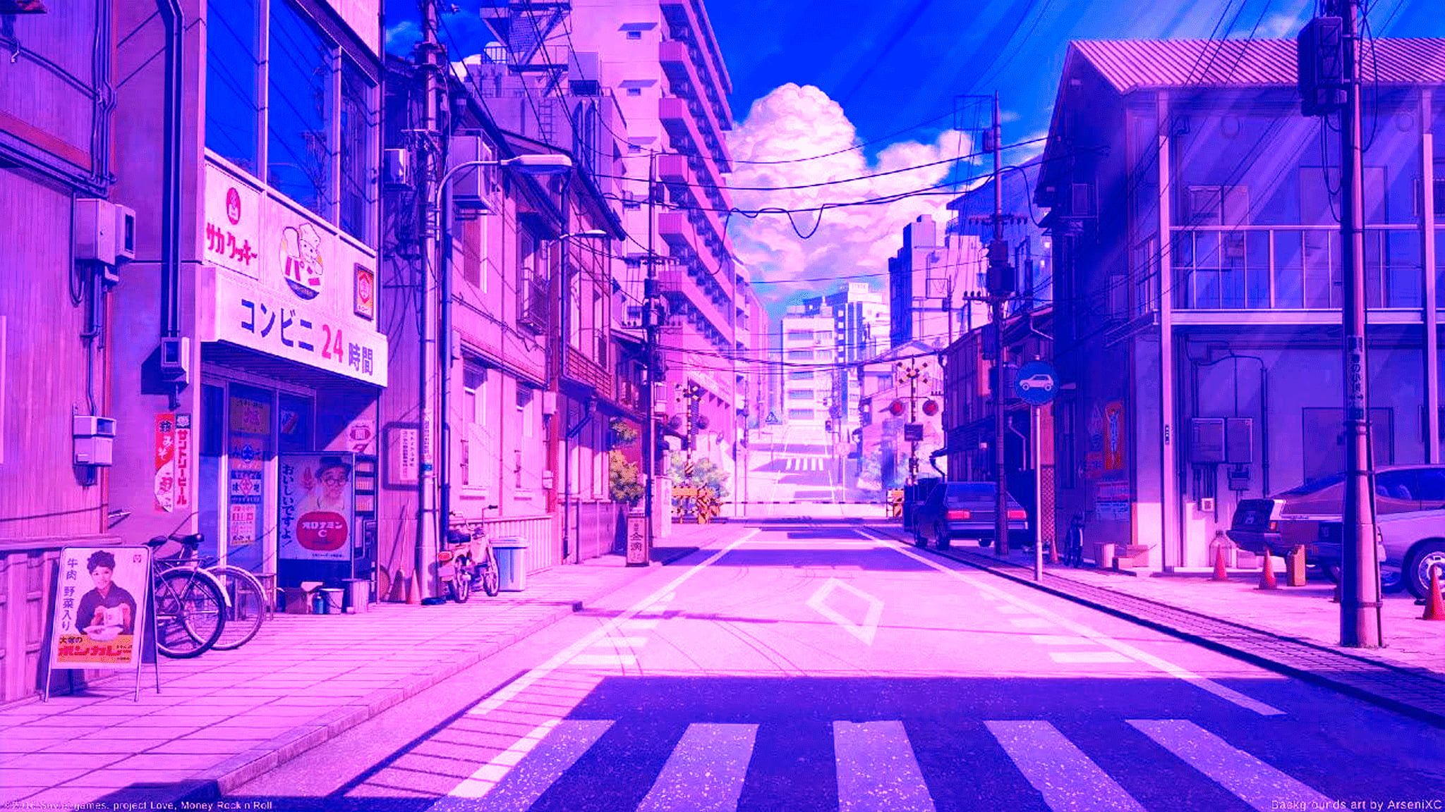 city pop #vaporwave #city #Japan #anime #digital P #wallpaper #hdwallpaper #desktop. Vaporwave wallpaper, Neon wallpaper, Anime scenery