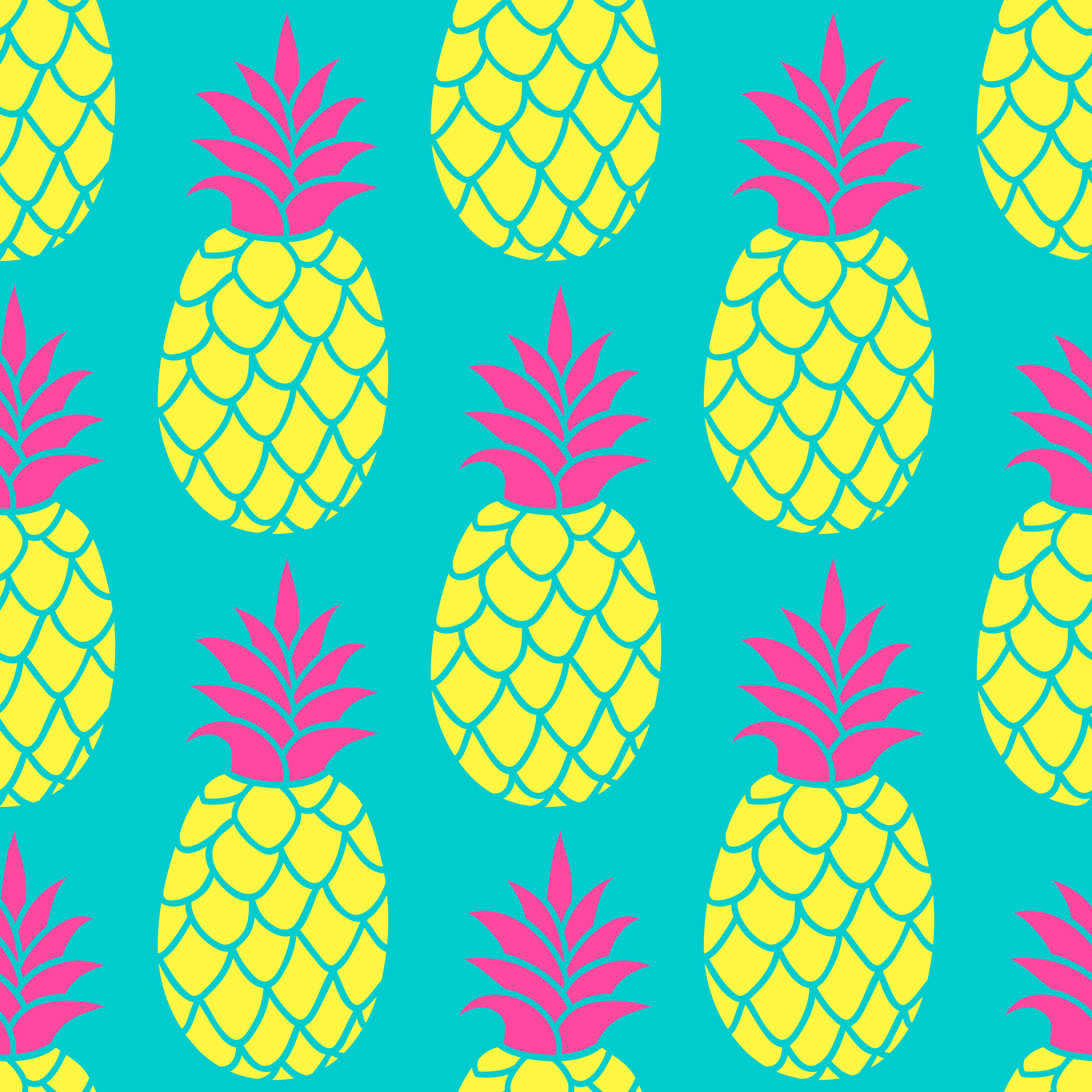 Pineapple seamless pattern in trendy colors. Summer colorful repeating background for textile design wallpaper, scrapbooking