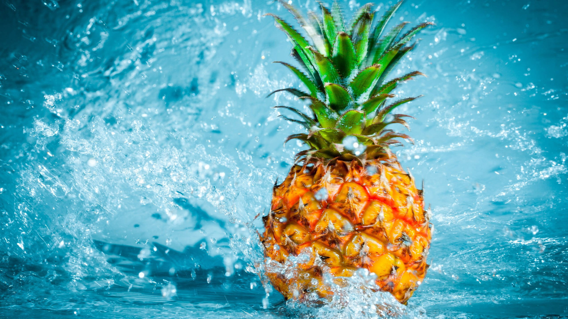 Pineapple fruit wallpaper, pineapples, water, food, motion, splashing, blue • Wallpaper For You HD Wallpaper For Desktop & Mobile