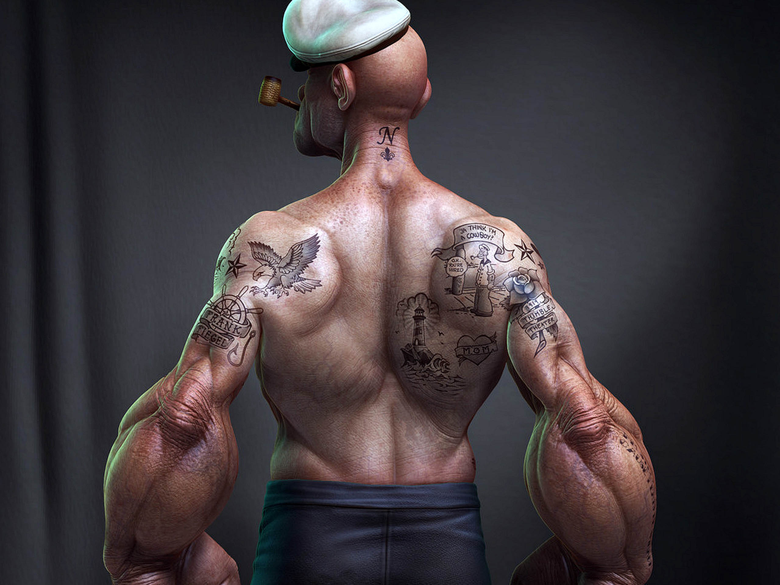 Popeye Body 3D Cartoon Picture Wallpaper HD / Desktop and Mobile Background