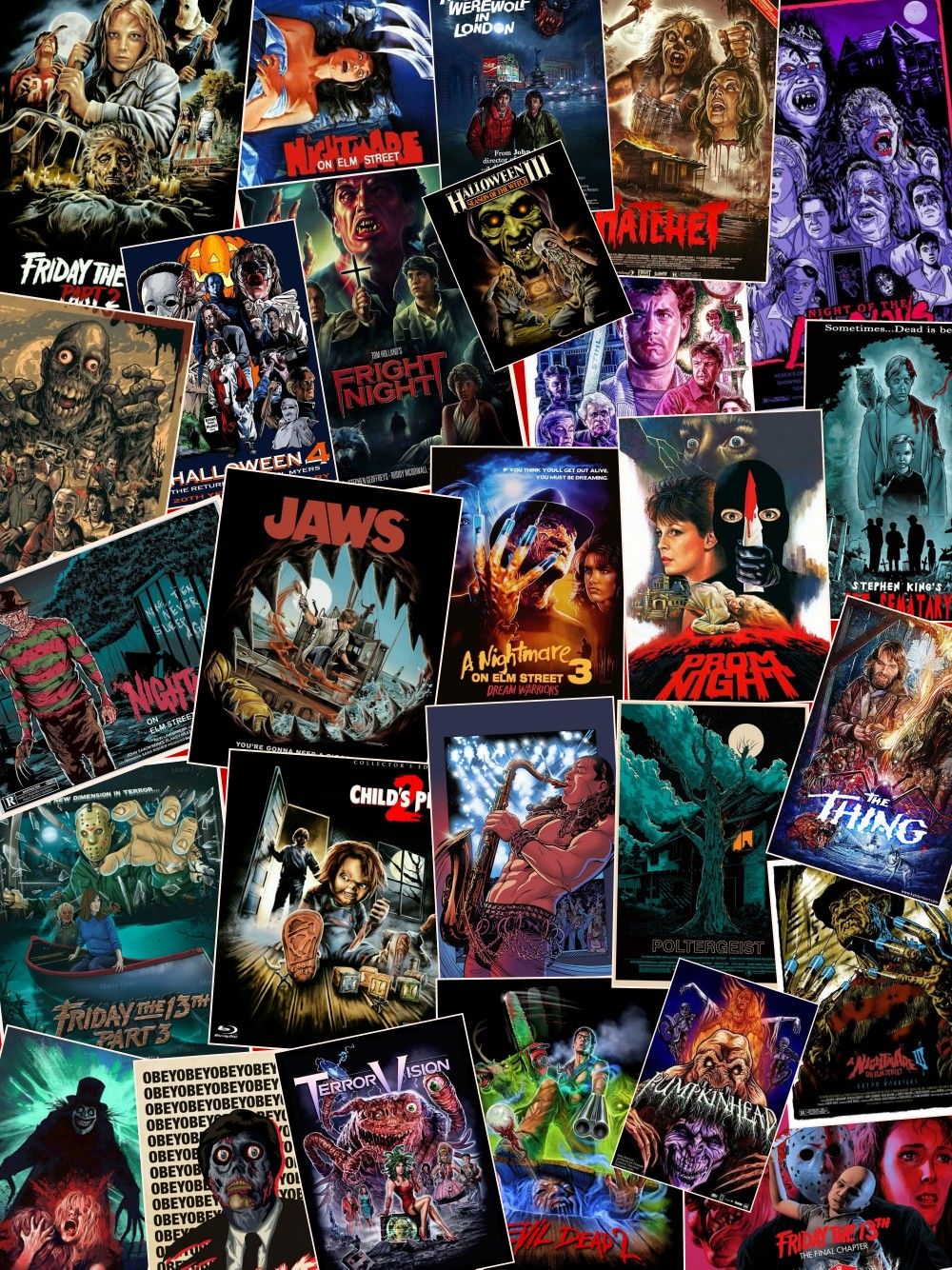 Horror movie poster collage. Vintage cartoon, Horror movie art, Cartoon posters