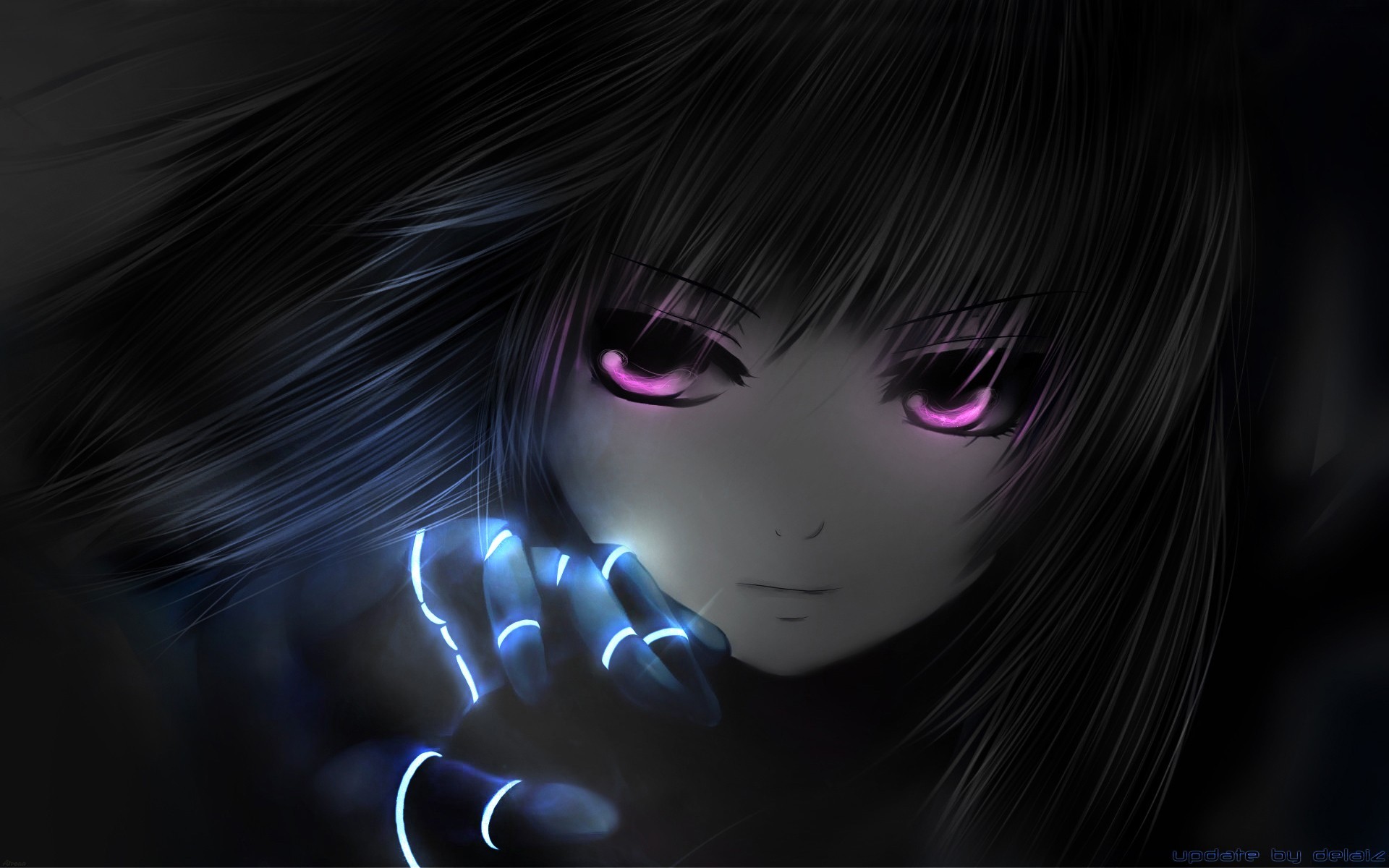 AI Dark anime girl with glowing eyes 2 by LuciaNya96 on DeviantArt