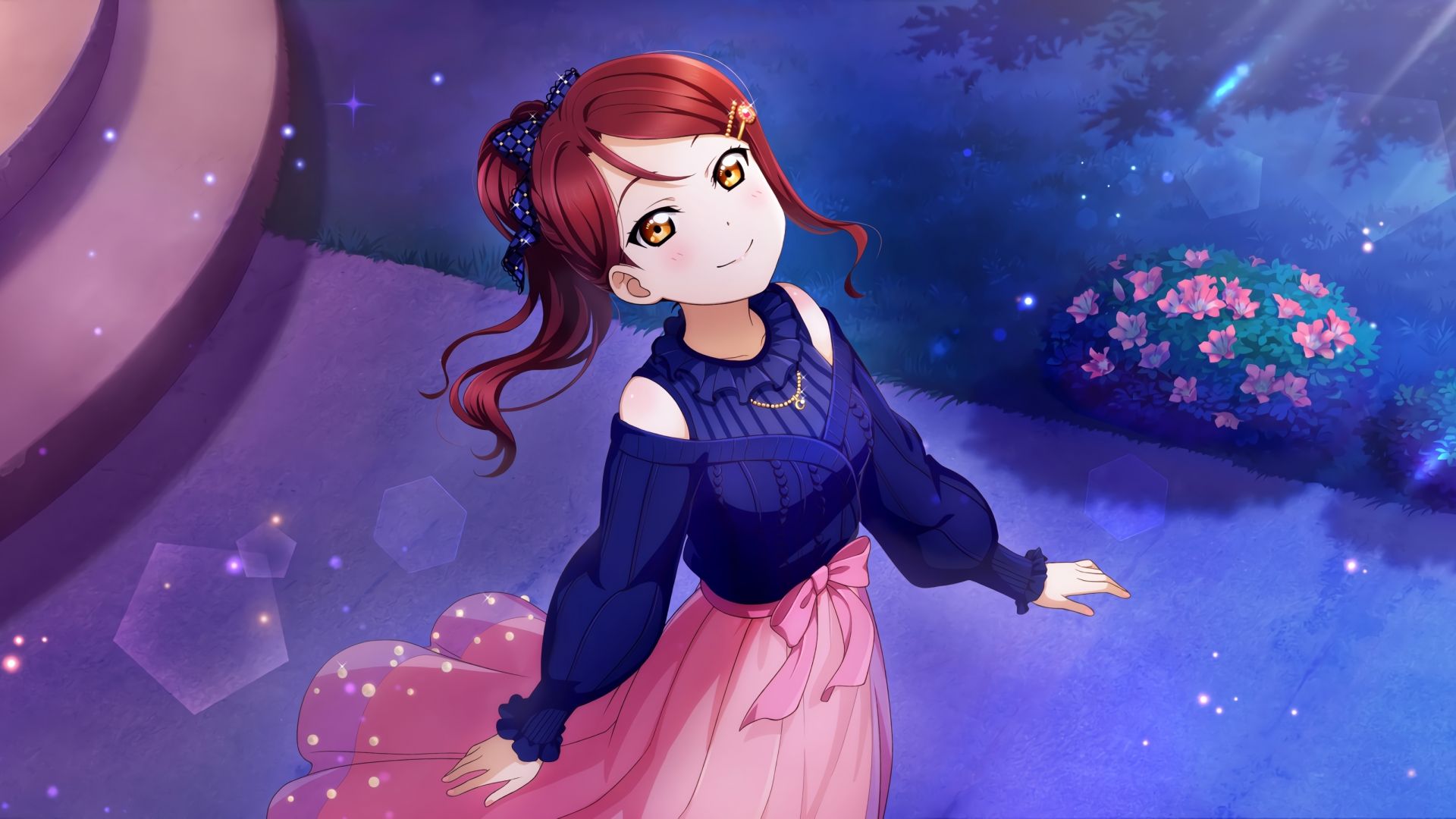 Desktop wallpaper pretty anime girl, love live!, glow in eyes, HD image, picture, background, 2dc6e3