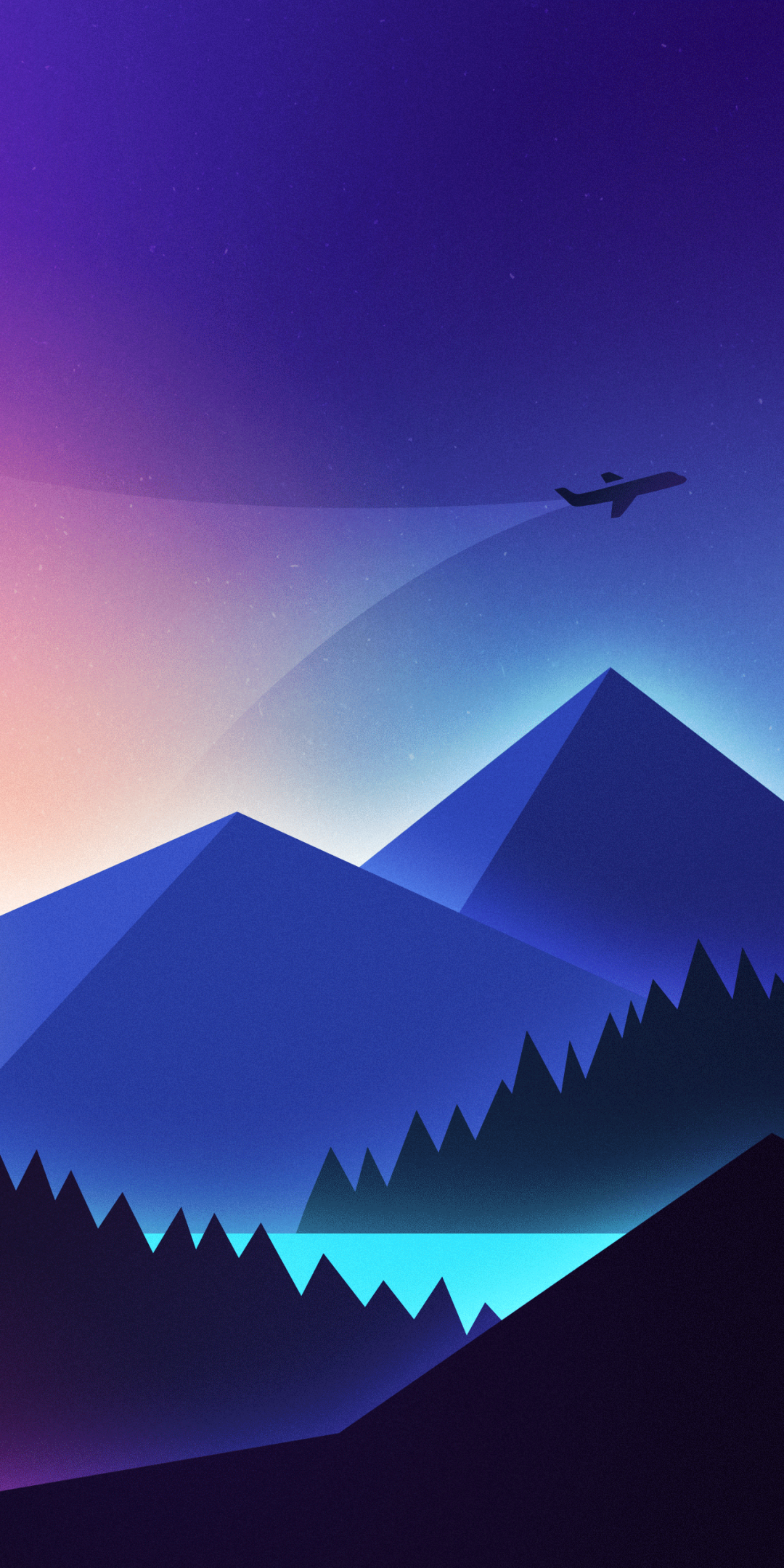 Mountains Wallpaper 4K, Illustration, Flight, Night, Sunset, Nature