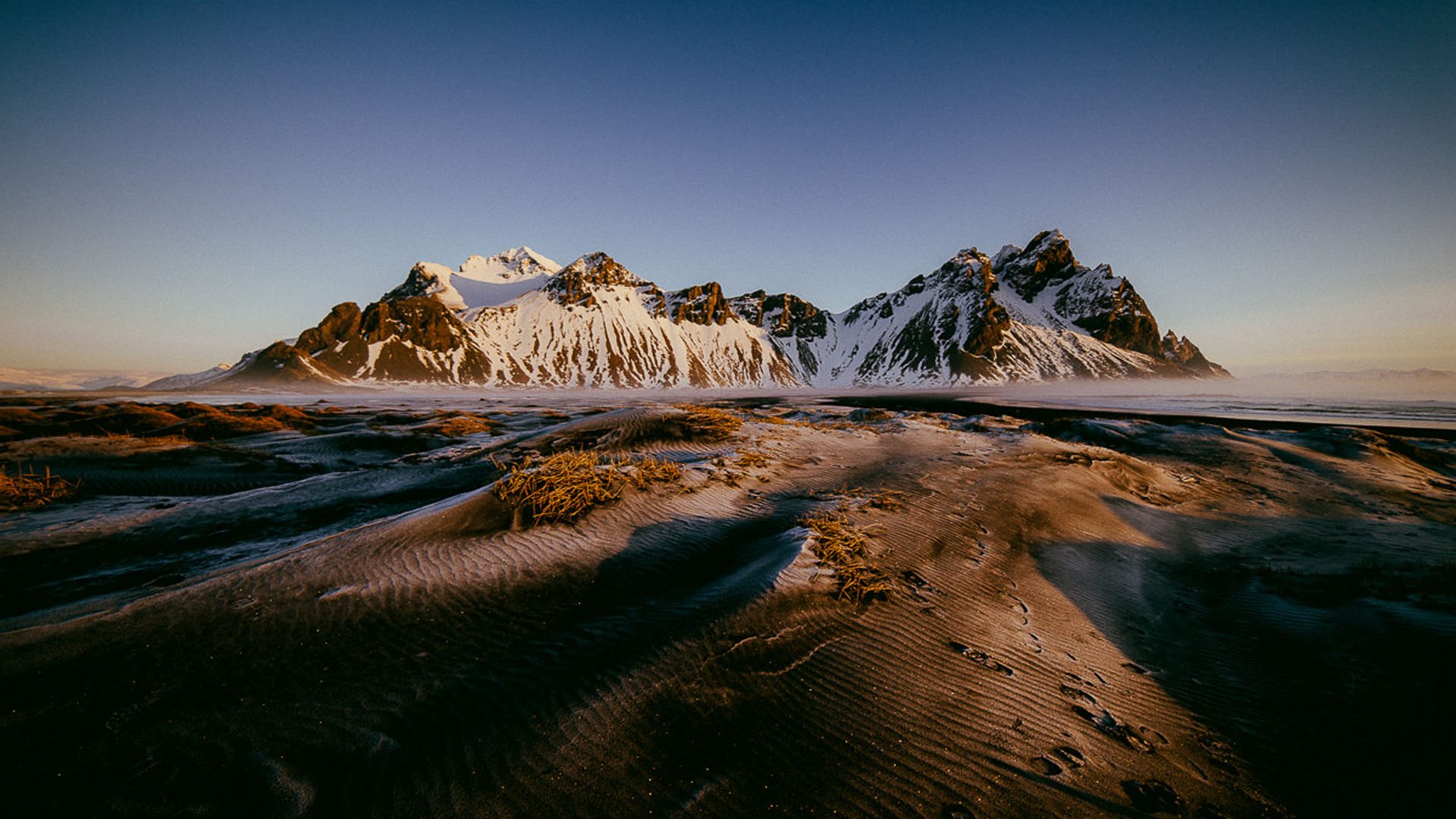 Mountain Vestrahorn In Iceland Winter Landscape Full HD Wallpaper 1920x1200, Wallpaper13.com