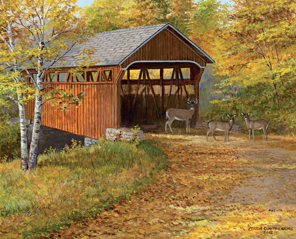 Covered Bridge In Autumn Wallpaper