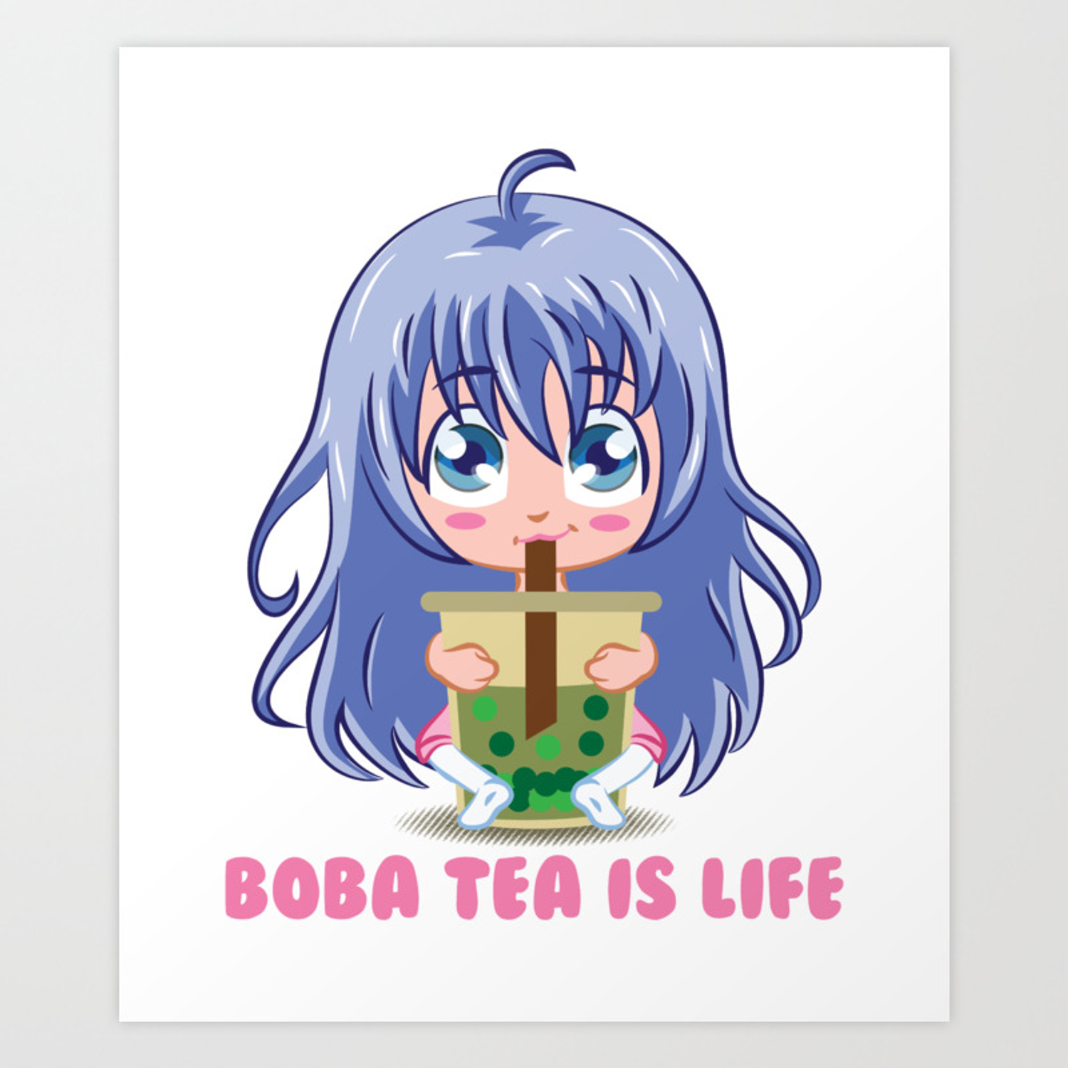 Japanese Anime Girl manga boba tea gift Art Print