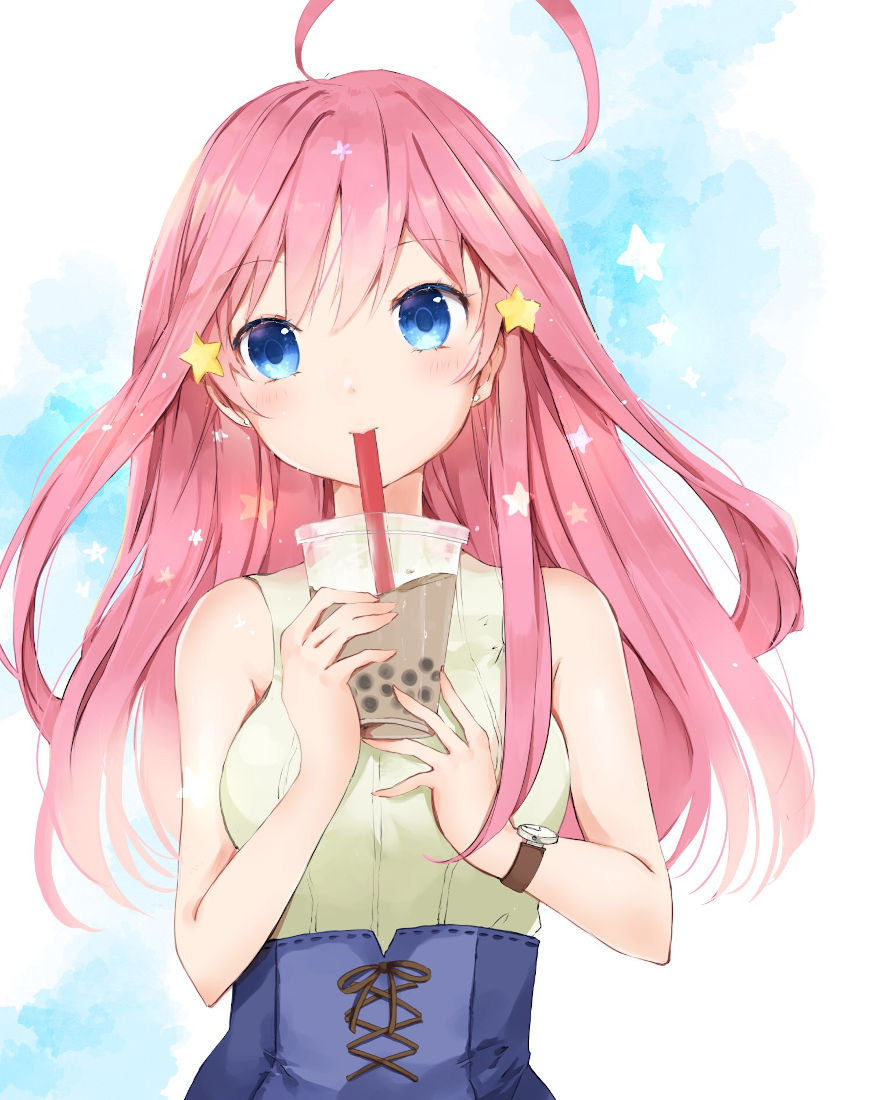 Anime girls drinking bubble tea