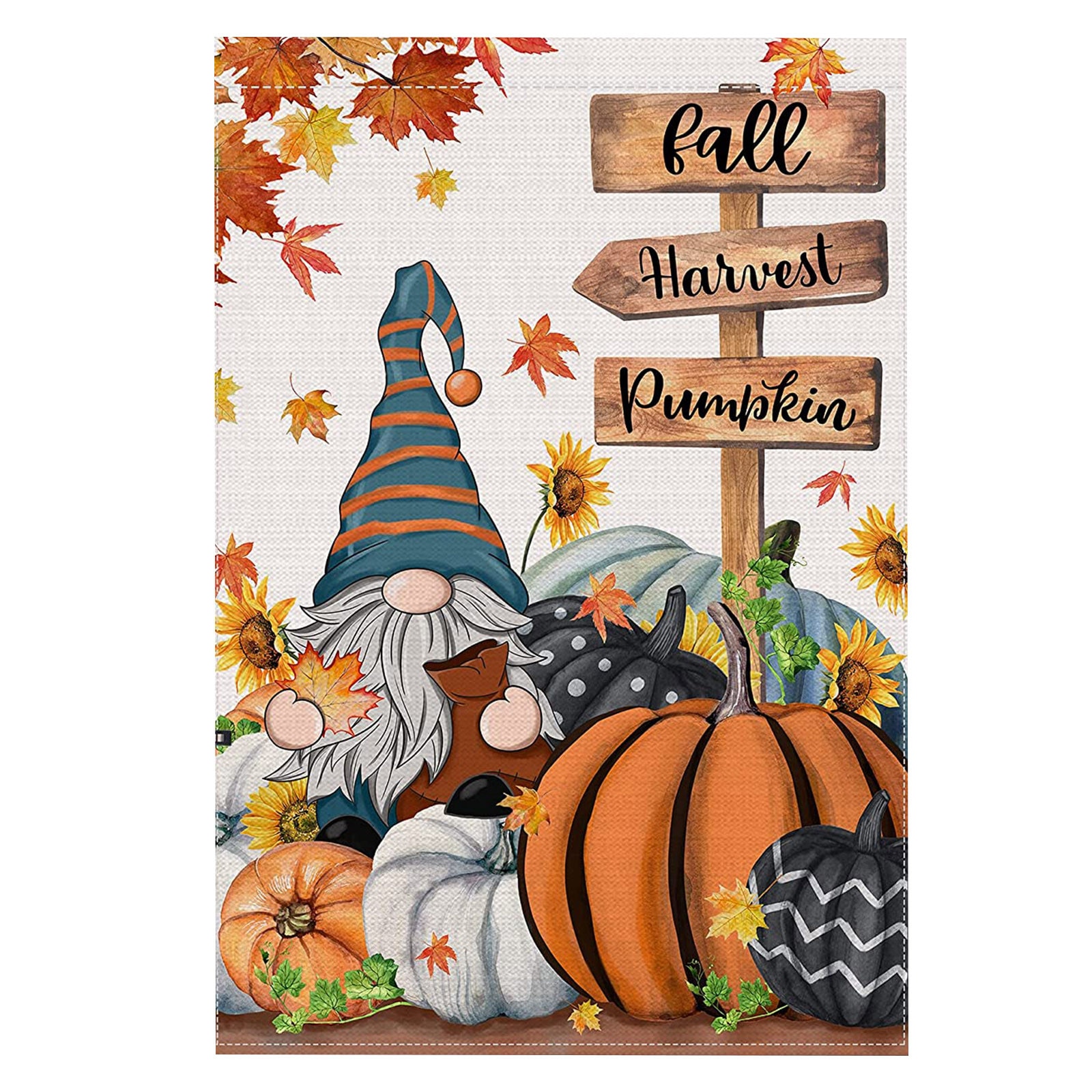 Gnome Fall Garden Flag 12×18 Double Sided, Welcome Fall Autumn Pumpkin Small Garden Flag for Fall Outdoor Yard Seasonal Decors. Address Signs