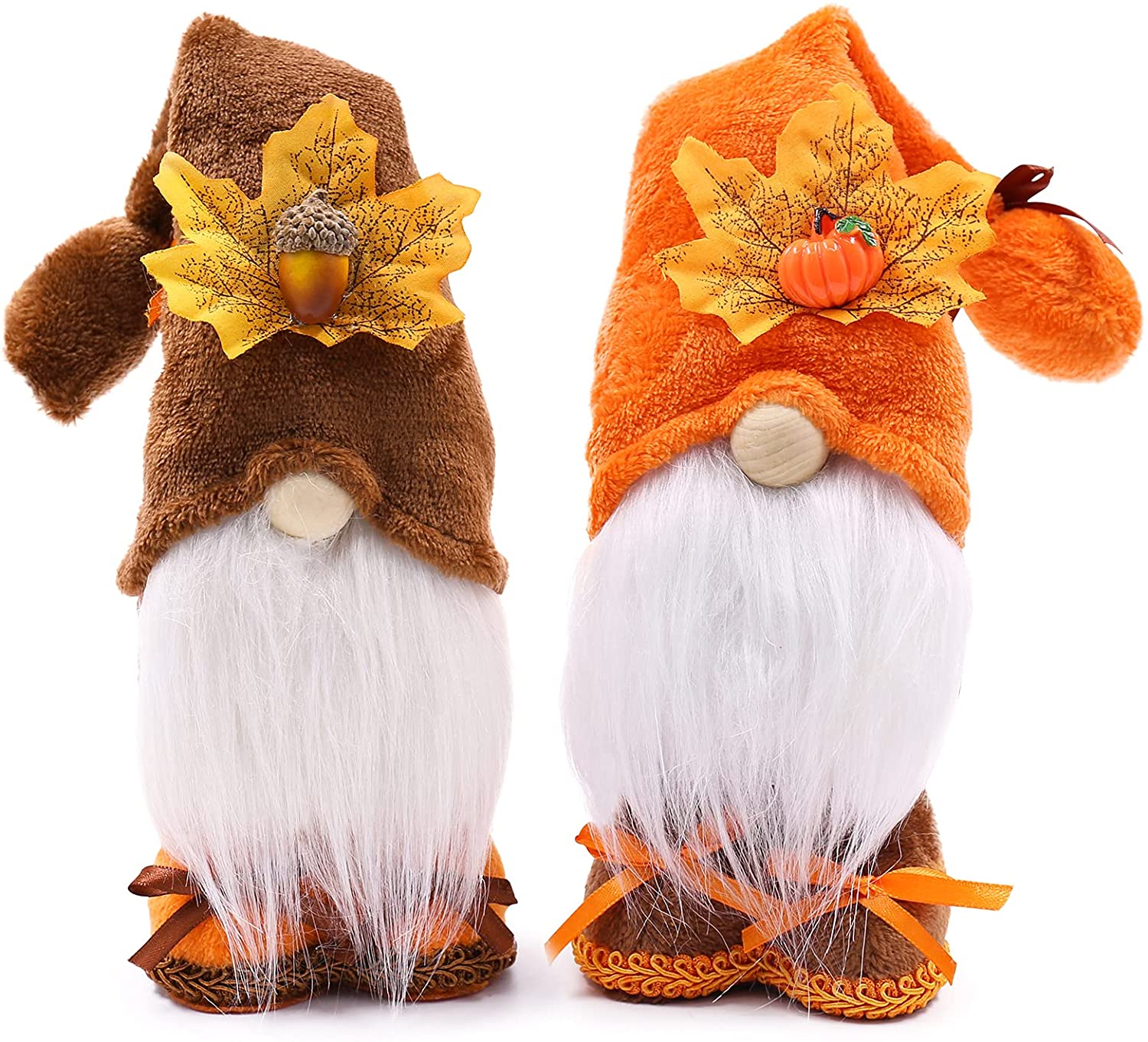 Fall Gnomes Decorations Autumn Harvest Farmhouse Tiered Tray Decor Thanksgiving Day Gift Idea Handmade Shelf Sitters Tomte Swedish Gnome Nisse Scandinavian Elf Dwarf Home Ornaments Set of 2, Home