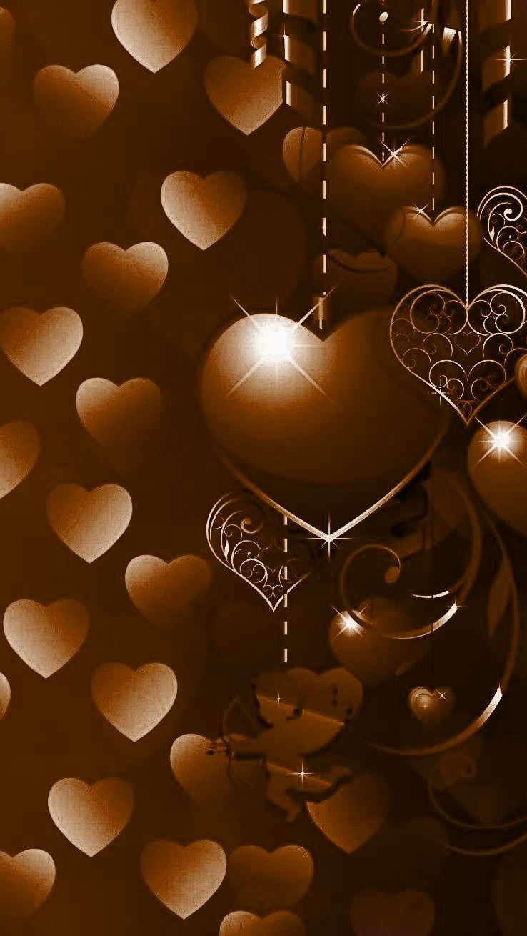 Background Brown Heart Wallpaper