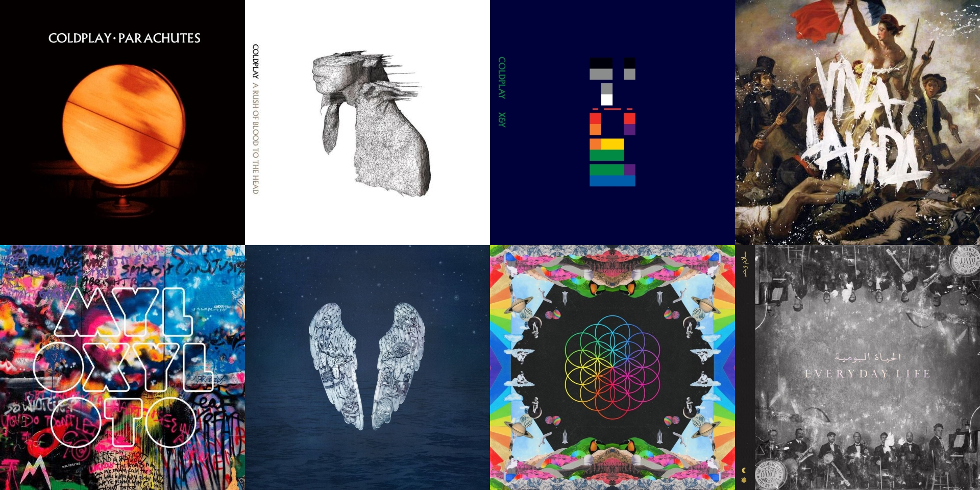 Made a simple wallpapers with every album art. [1920 x 960]: Coldplay