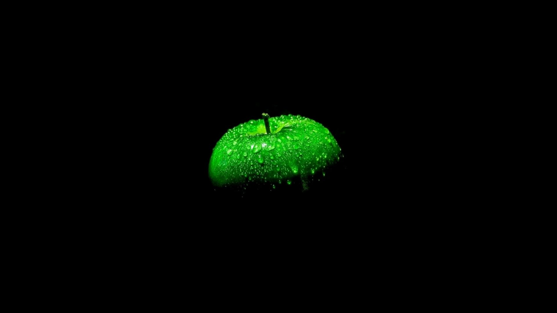 Desktop wallpaper green apple, minimal, dark, HD image, picture, background, 877f40