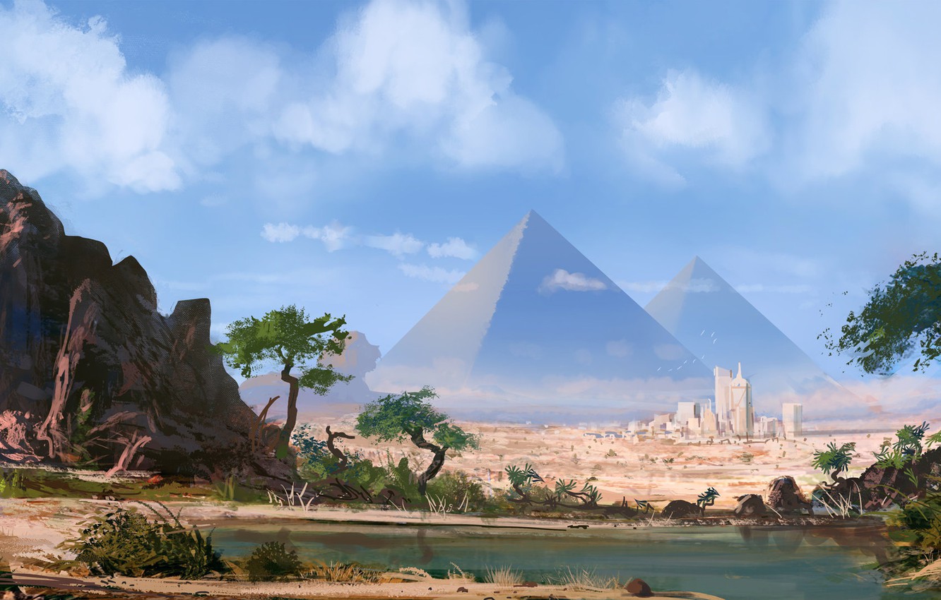 Wallpaper Figure, Pyramid, Egypt, Art, Josh Hutchinson, by Josh Hutchinson, The Egyptian pyramids, New Age Pyramids image for desktop, section арт
