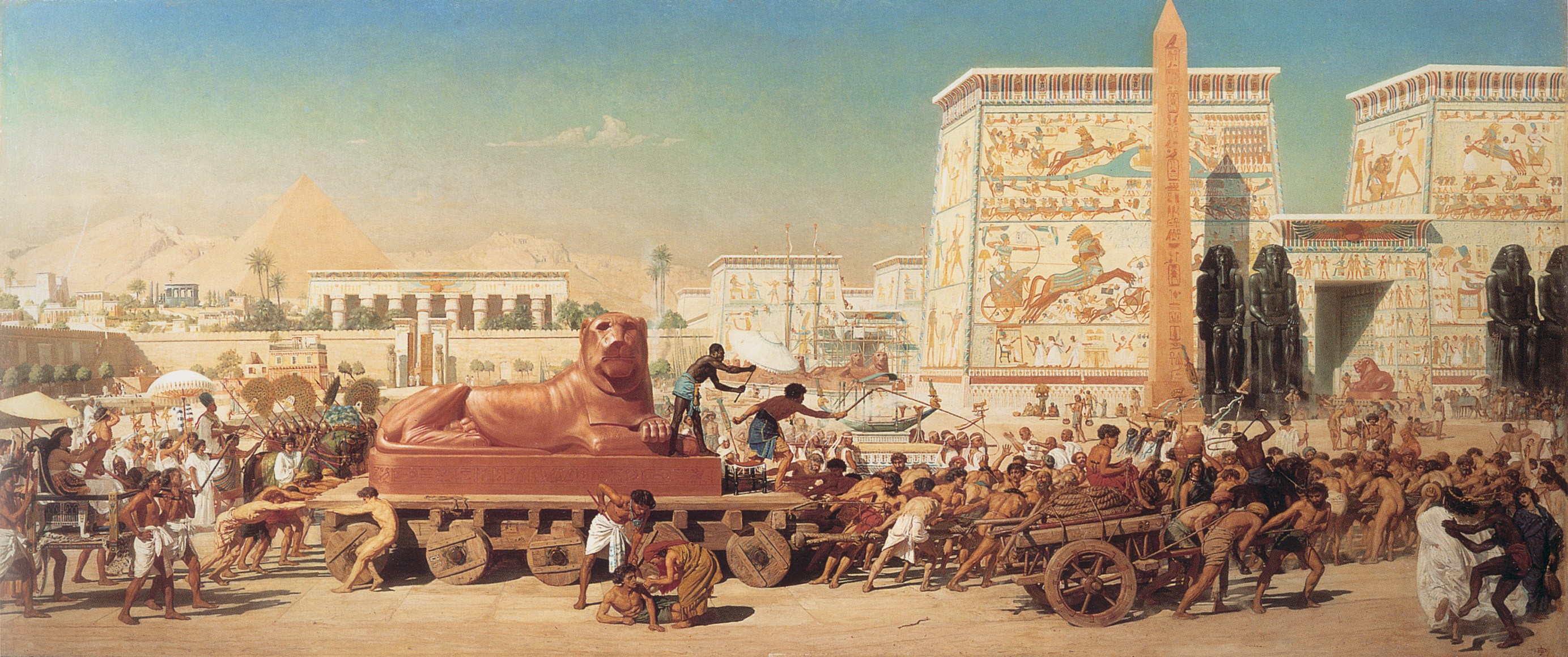 Wallpaper, painting, Gods of Egypt, Edward John Poynter, Israel in Egypt, ART, ancient history, ancient rome 2767x1160