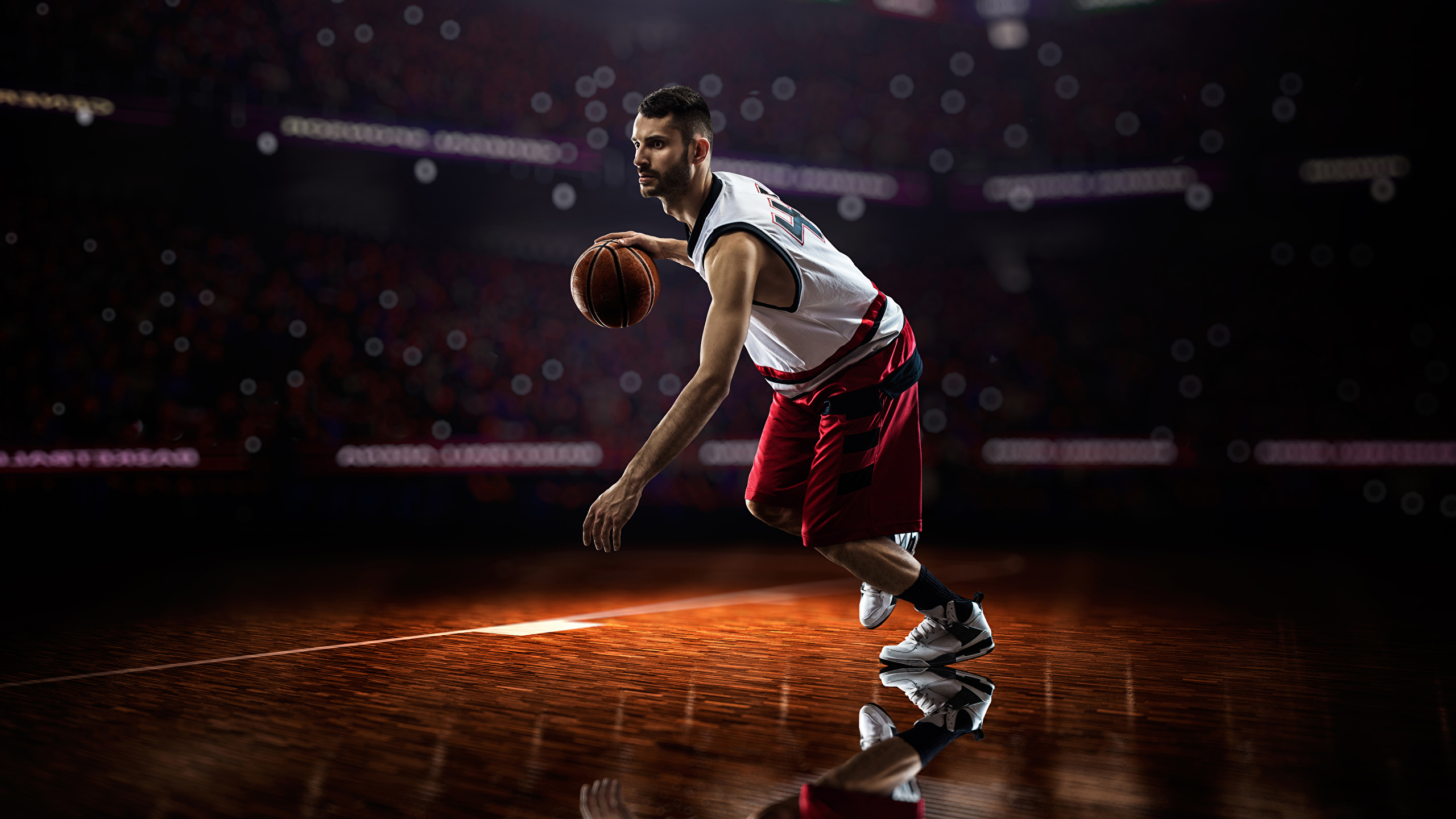 Desktop Wallpaper Man sports Basketball Ball Uniform 2560x1440