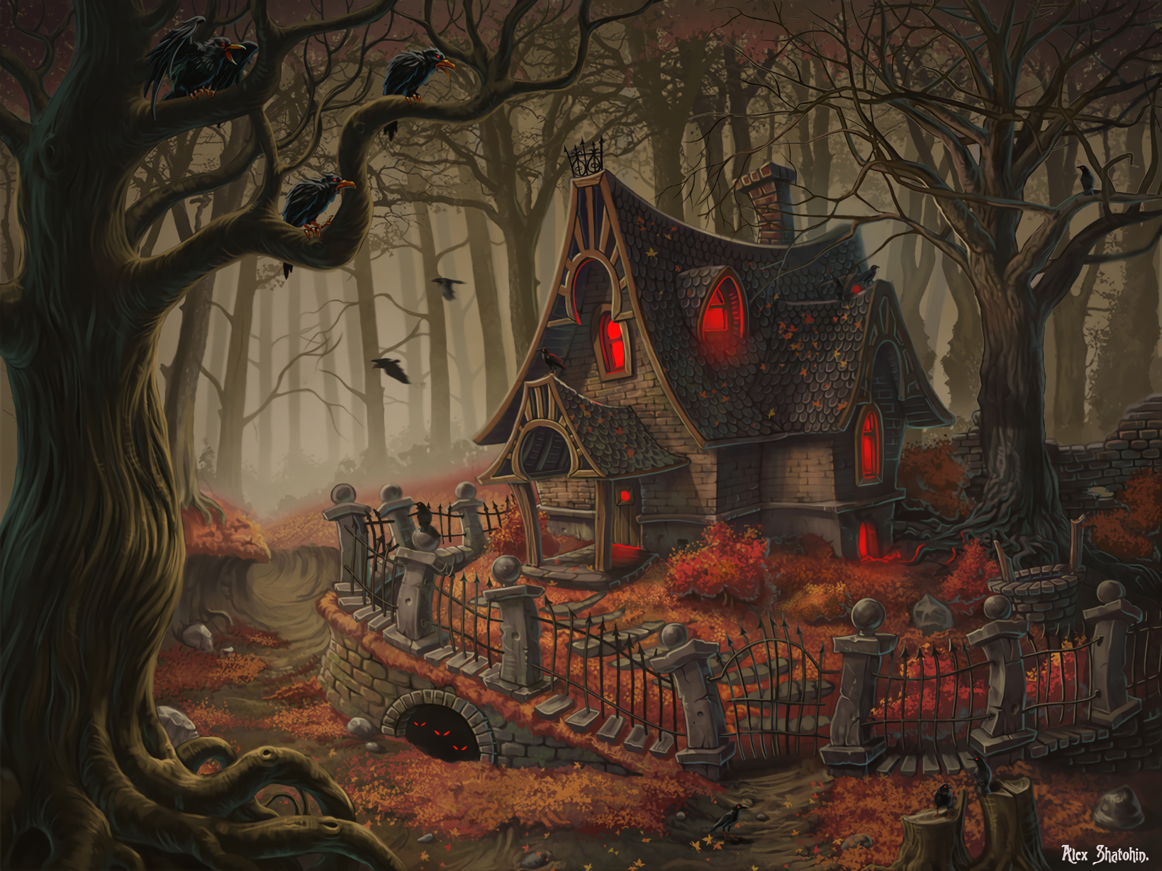 Haunted House in Forest Wallpaper and Background Imagex1229