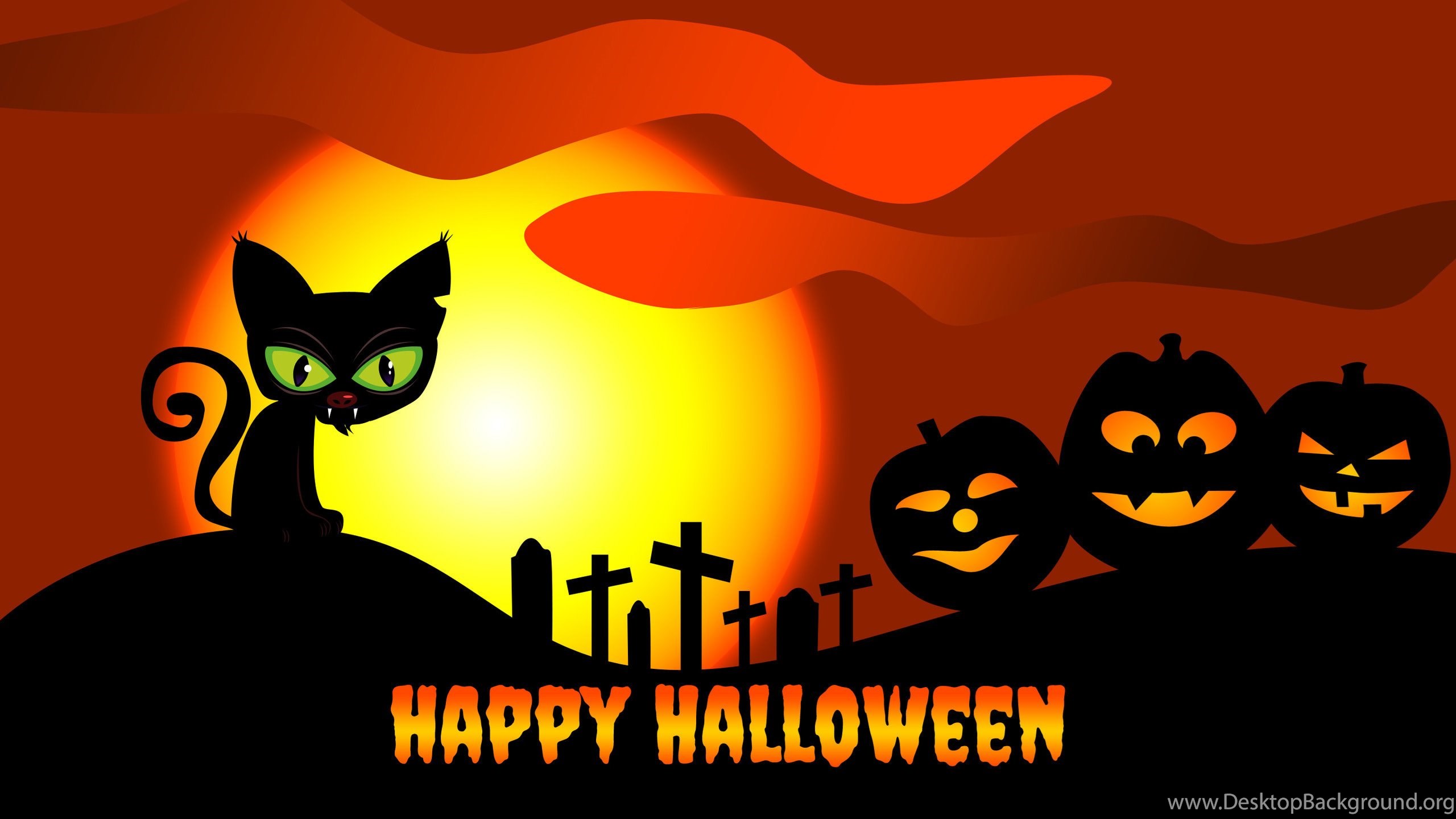 Happy Halloween Wallpaper Clip Art With Silhouette Of Cat And. Desktop Background