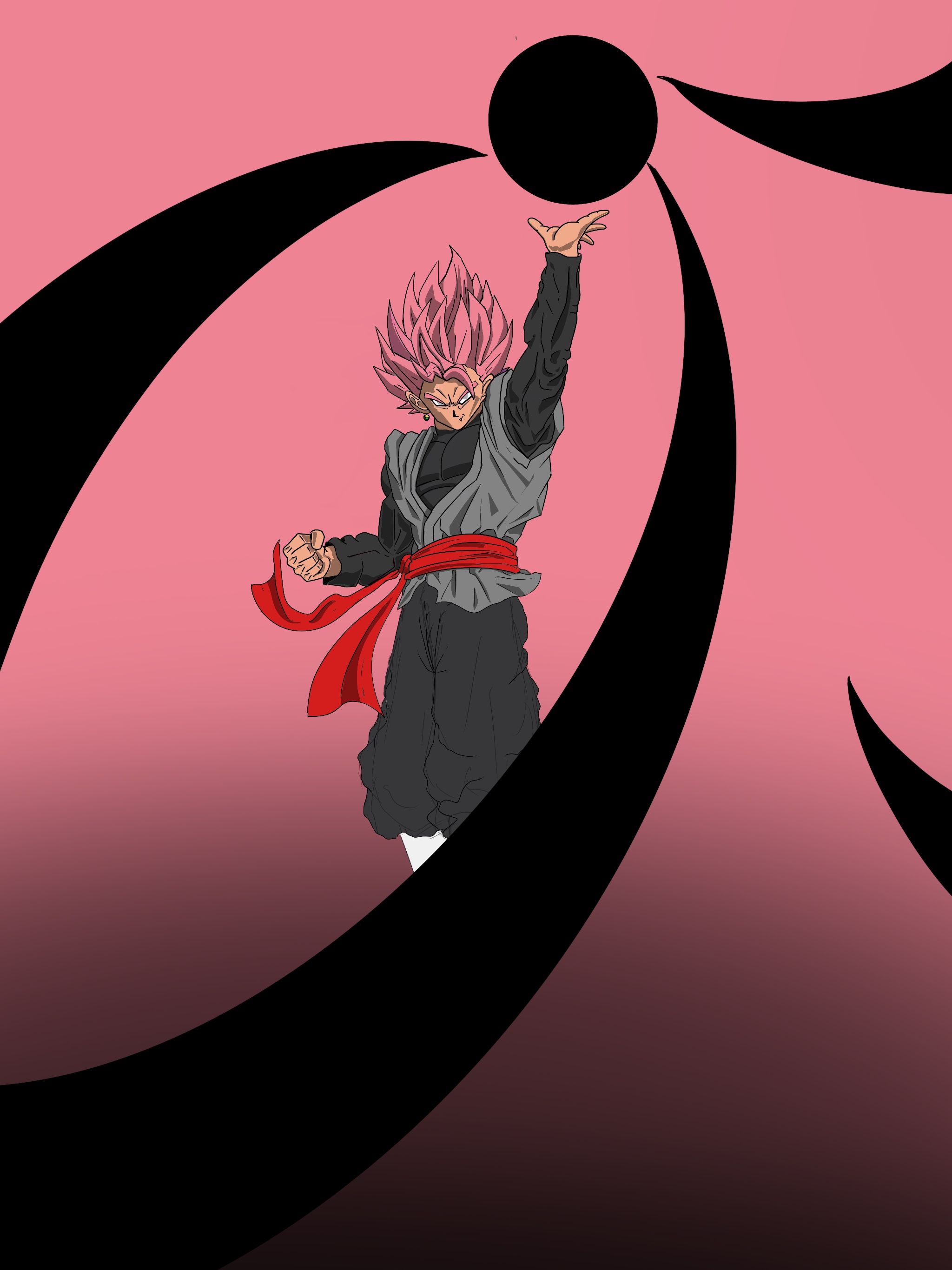 Wallpaper, Dragon Ball Super, Black Goku, pink bow, Super Saiyajin Ros, DBS, Super Saiyan 2 2048x2732