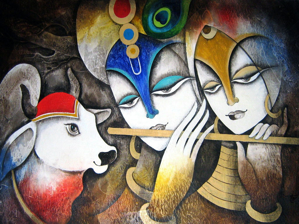 Radha With Krishna Glass Painting wallpaper, Krishna and Radha painting • Wallpaper For You HD Wallpaper For Desktop & Mobile