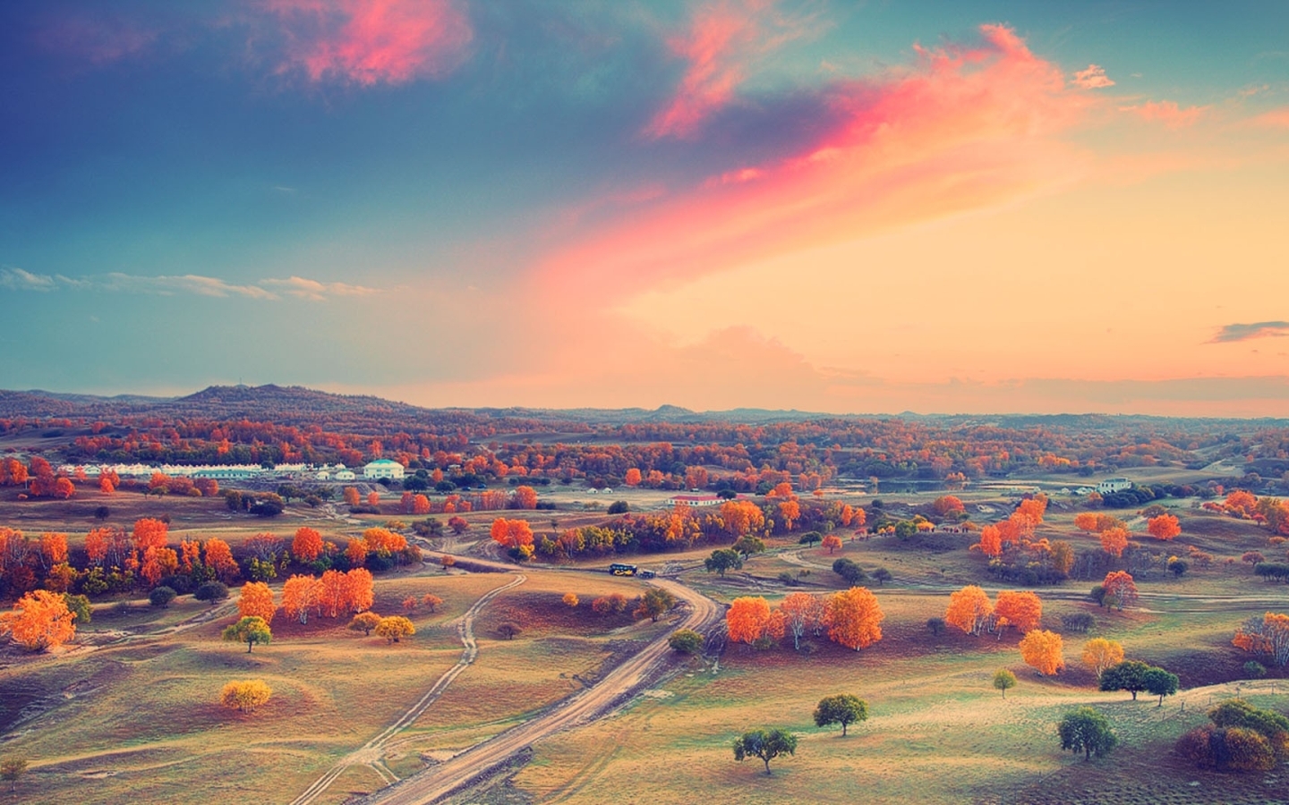 Autumn clouds sunset trees Mac Wallpaper Download