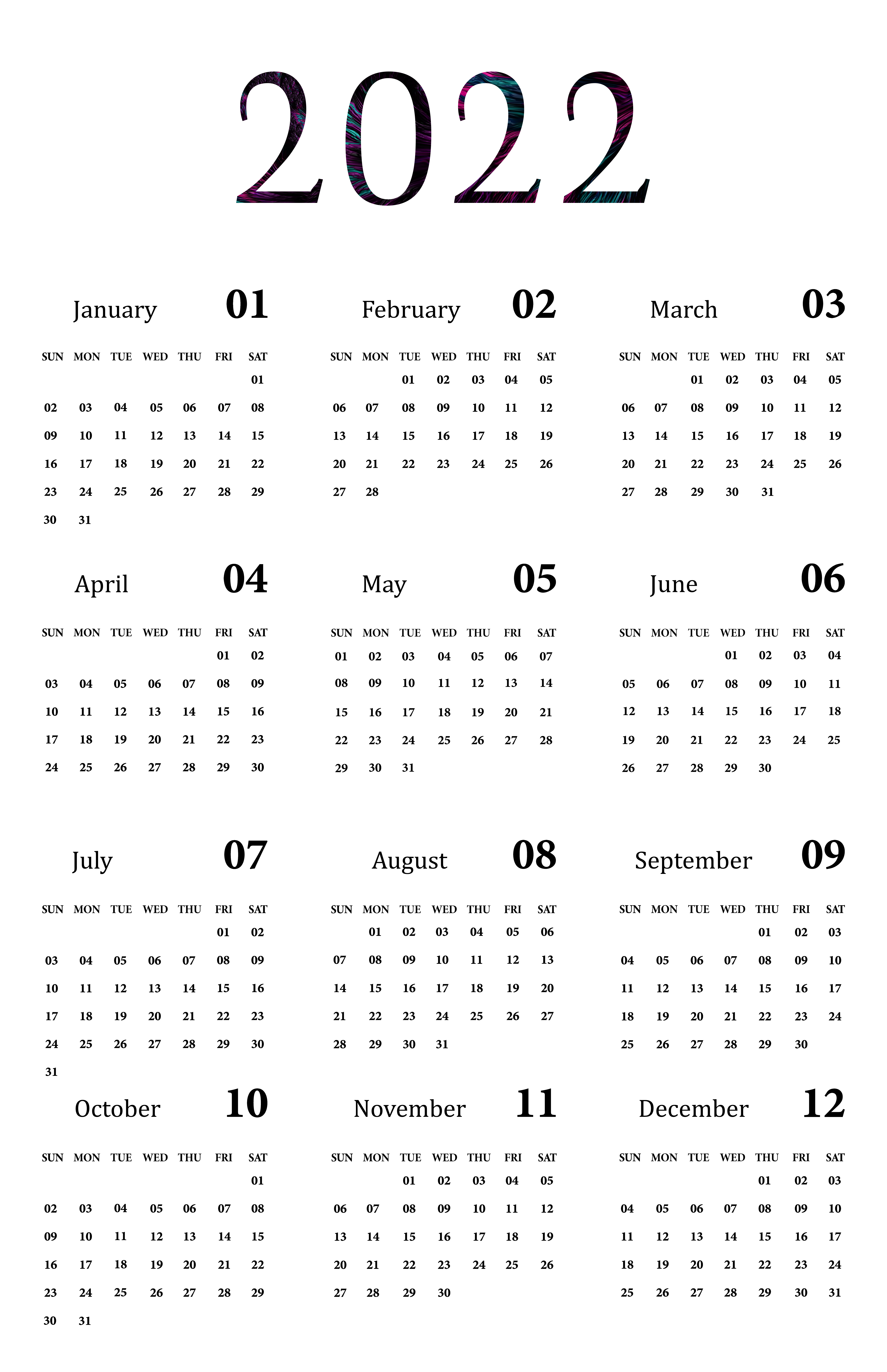2022 Calendar PNG Transparent Image