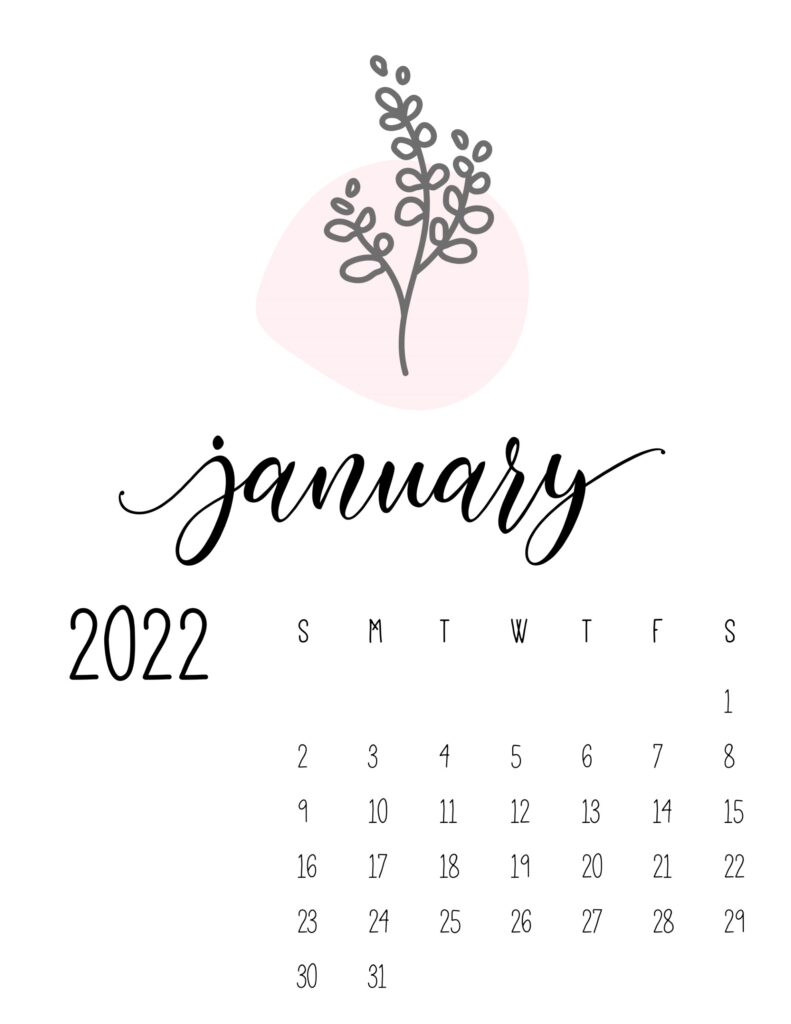 Free Printable Botanical Calendar 2022