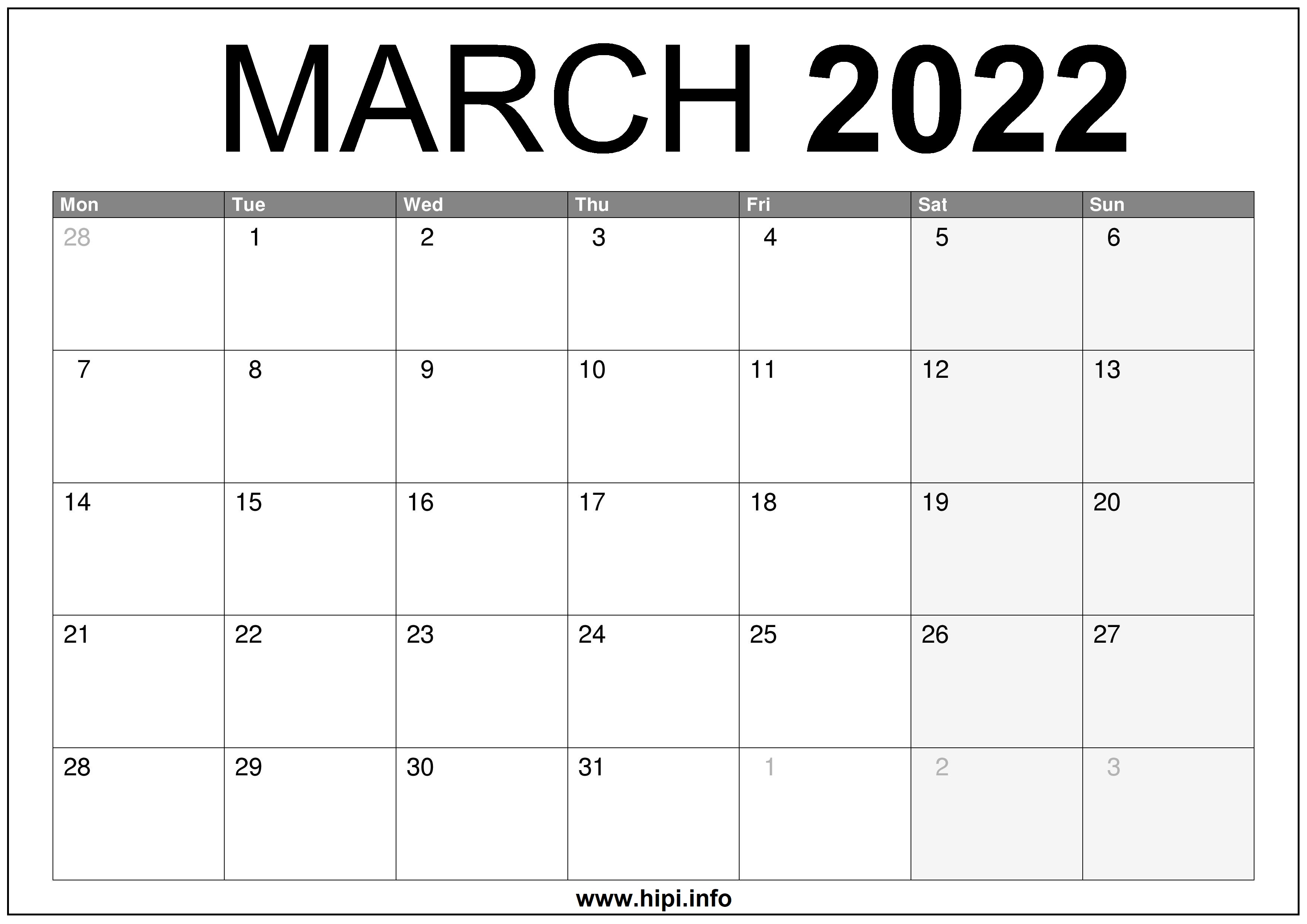 March 2022 UK Calendar Printable Free.info. Calendars Printable Free