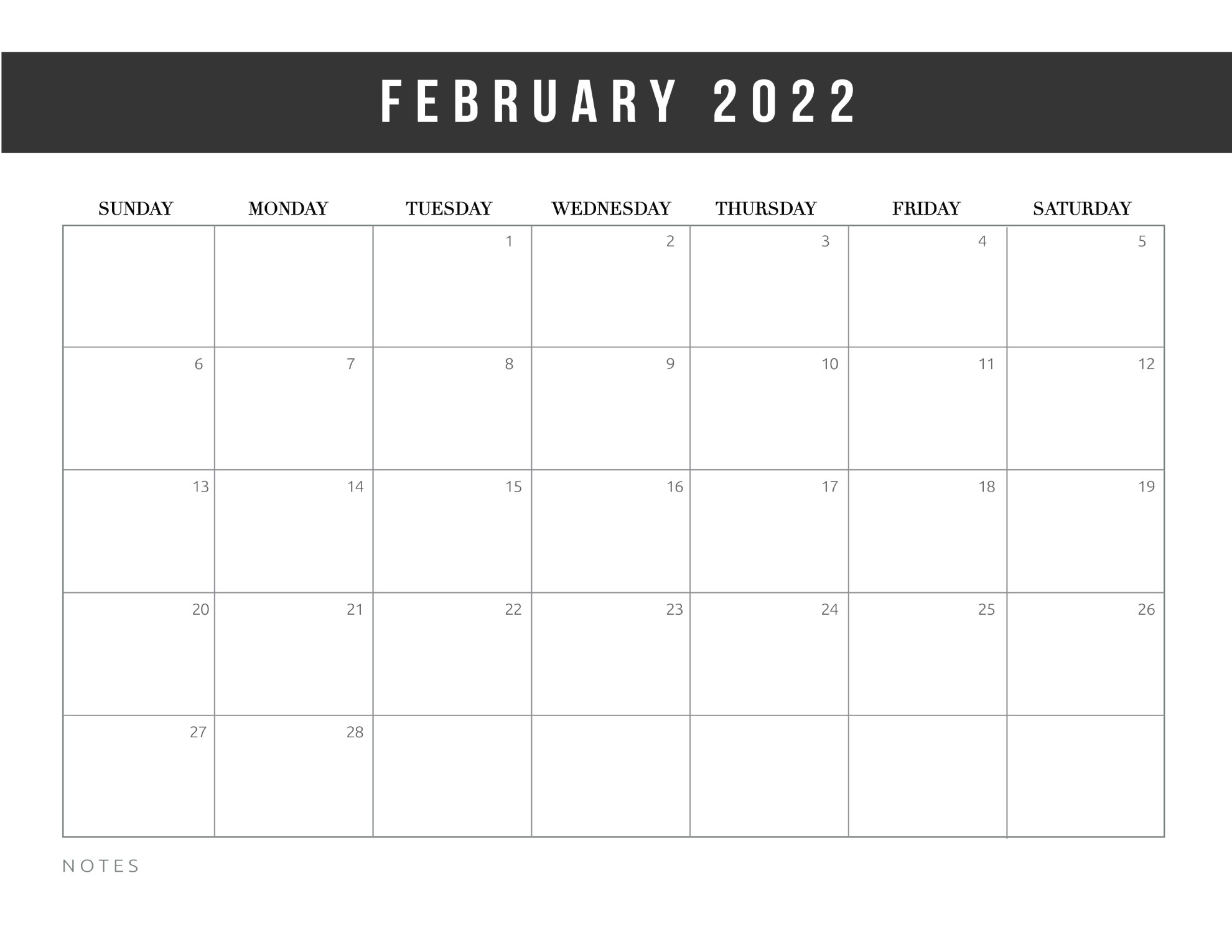 Free Printable 2022 Calendar