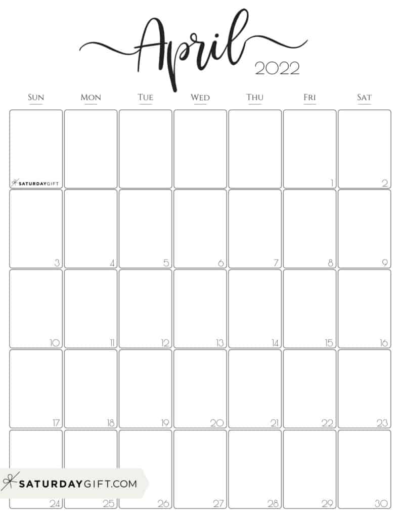 2022 calendar april April 2022