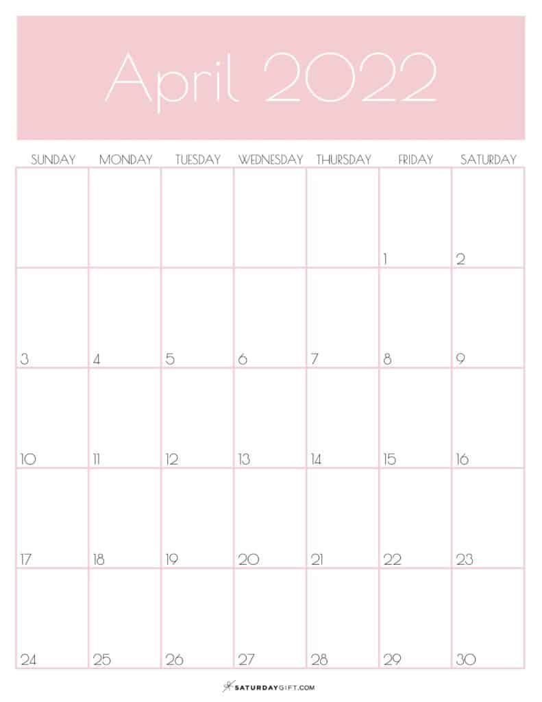 Cute (& Free!) Printable April 2022 Calendar