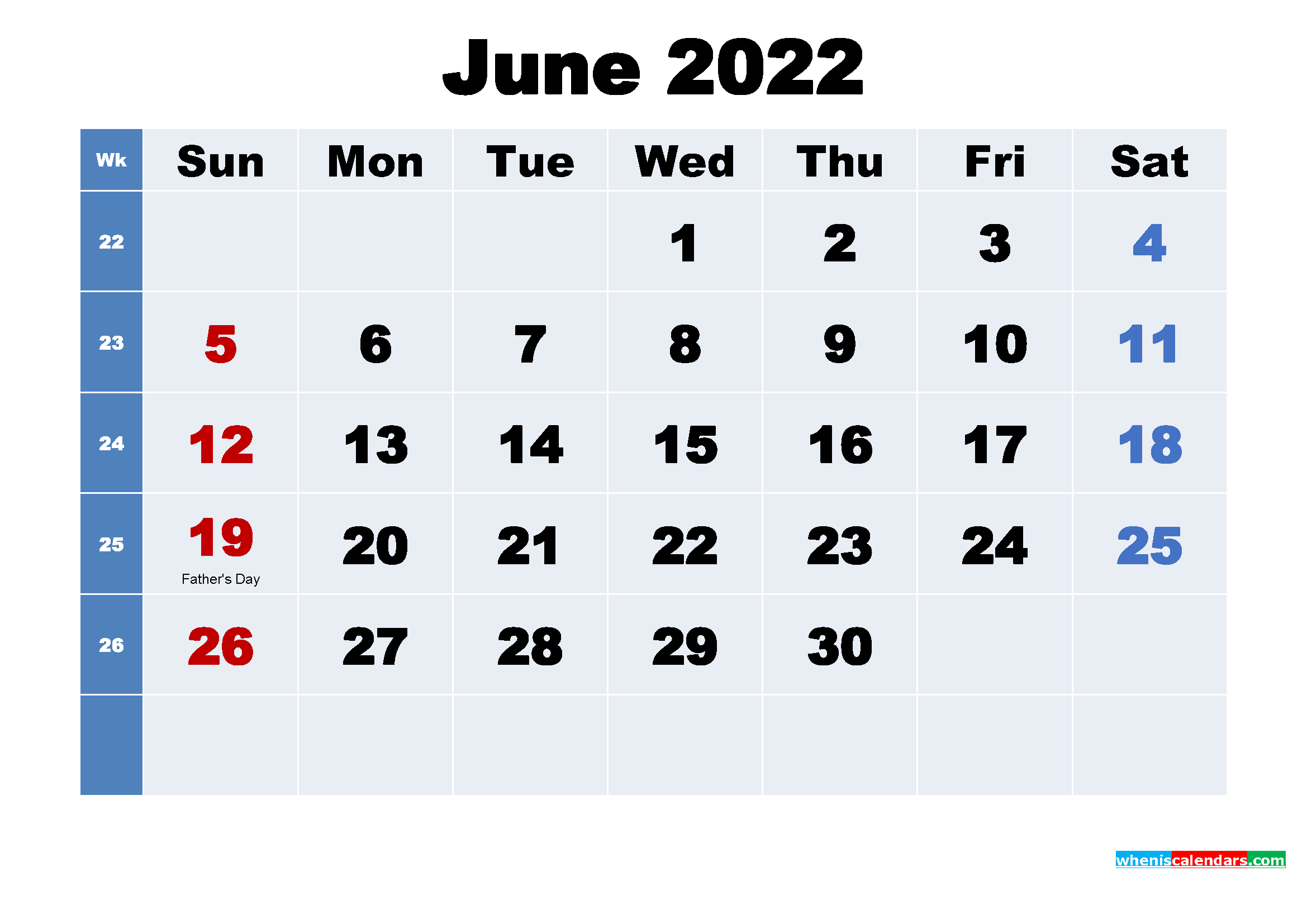 Free Printable June 2022 Calendar Wallpapers