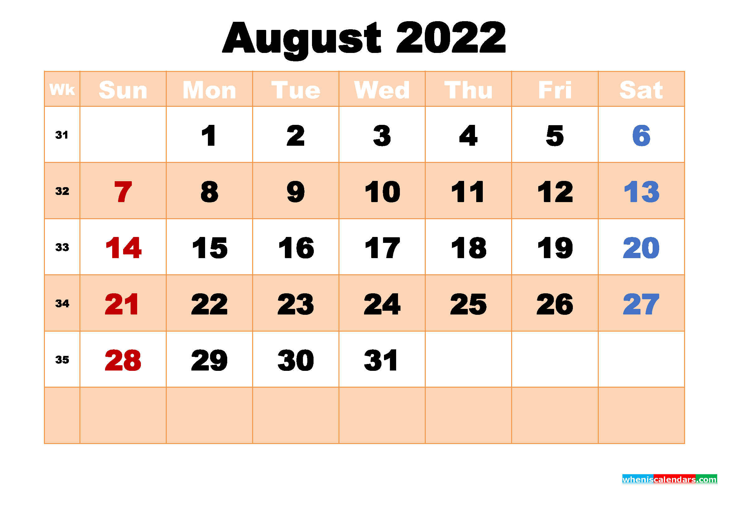 August 2022 Calendar With Holidays Wallpapers
