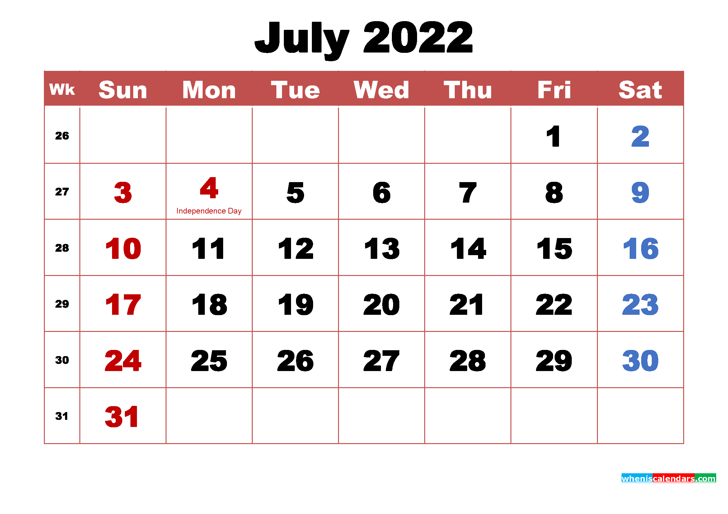 July 2022 Calendar Wallpapers High Resolution