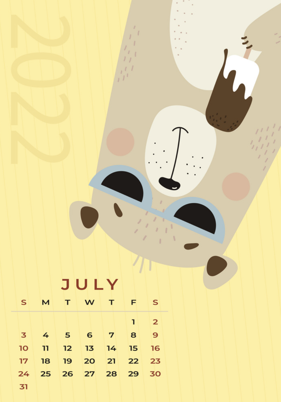 July 2022 calendar wallpaper