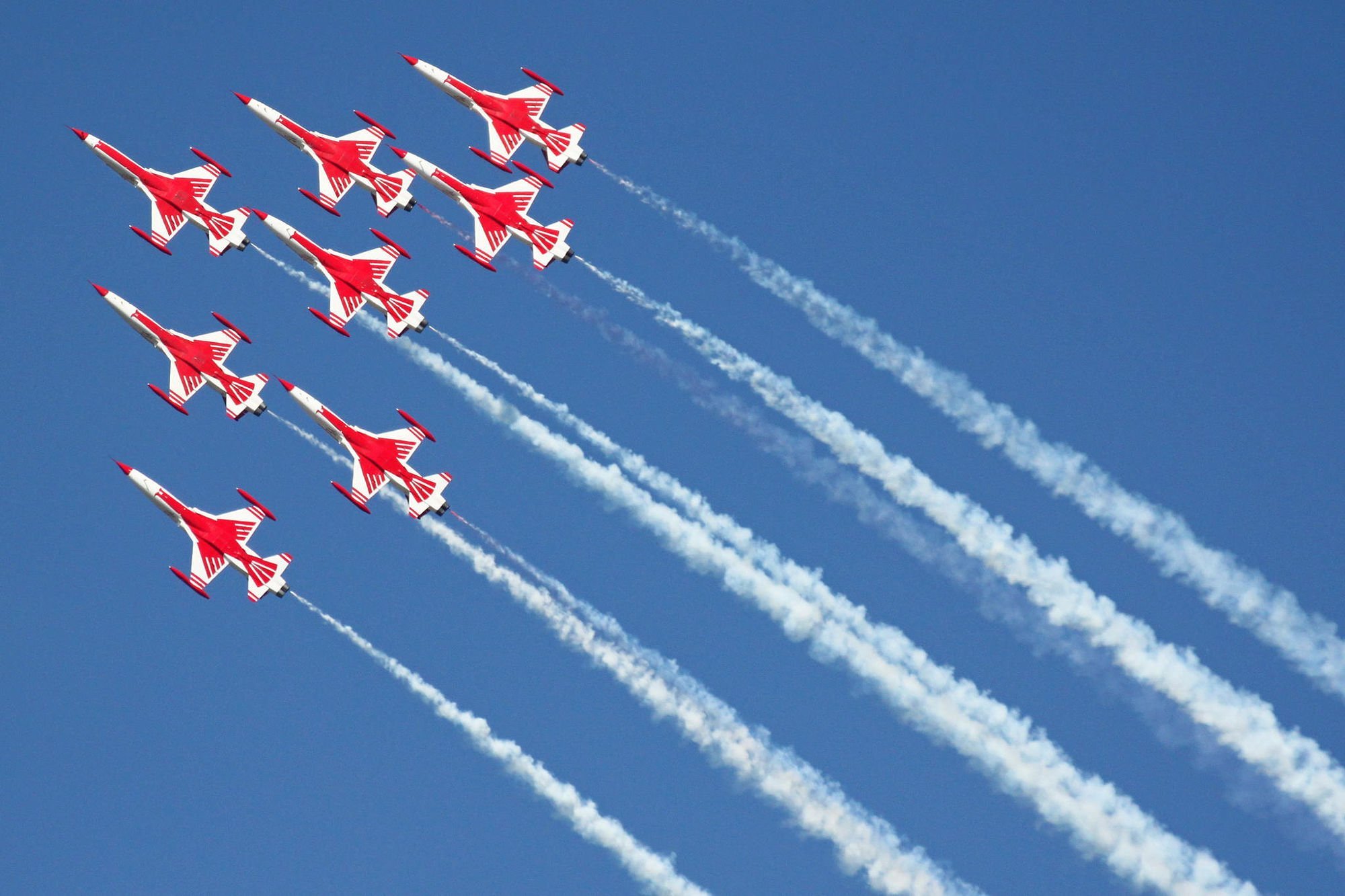 Contrast aircraft airshow jets formation demo team Turkish stars wallpaperx1333