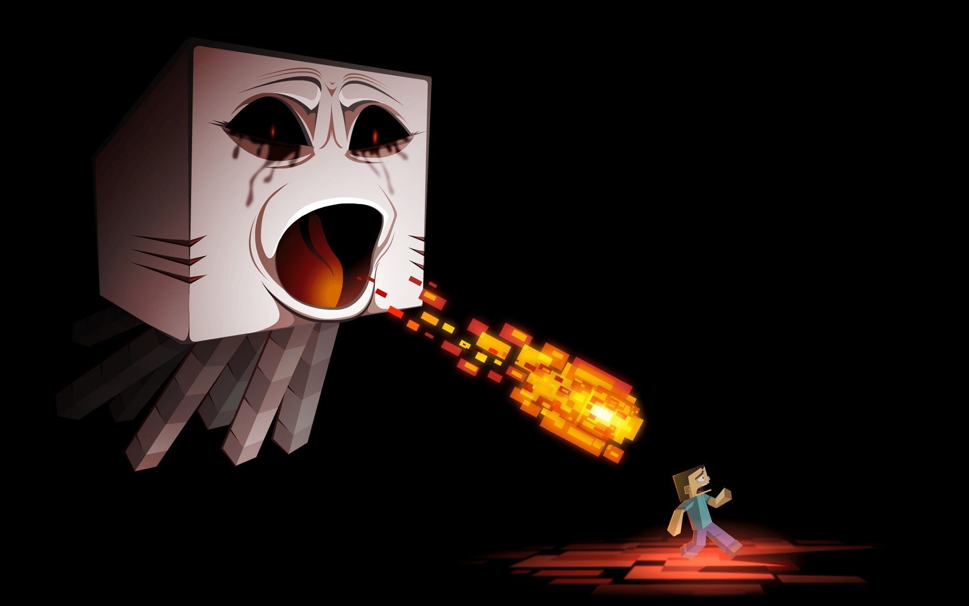 Steve, Minecraft, Ghast, Video Games Wallpaper HD / Desktop and Mobile Background