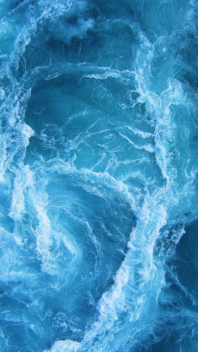 Swirling Blue Ocean Waves iPhone 8 Wallpaper Free Download