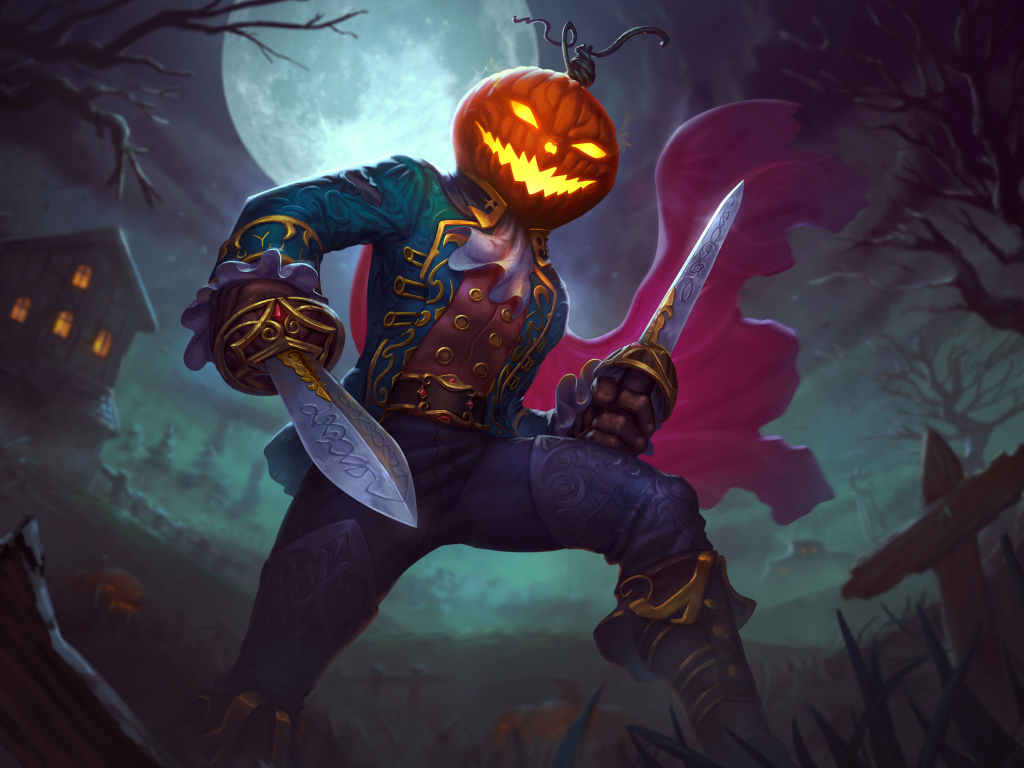 Desktop wallpaper pumpkin man, loki, halloween, smite, 2019, HD image, picture, background, 4f974b