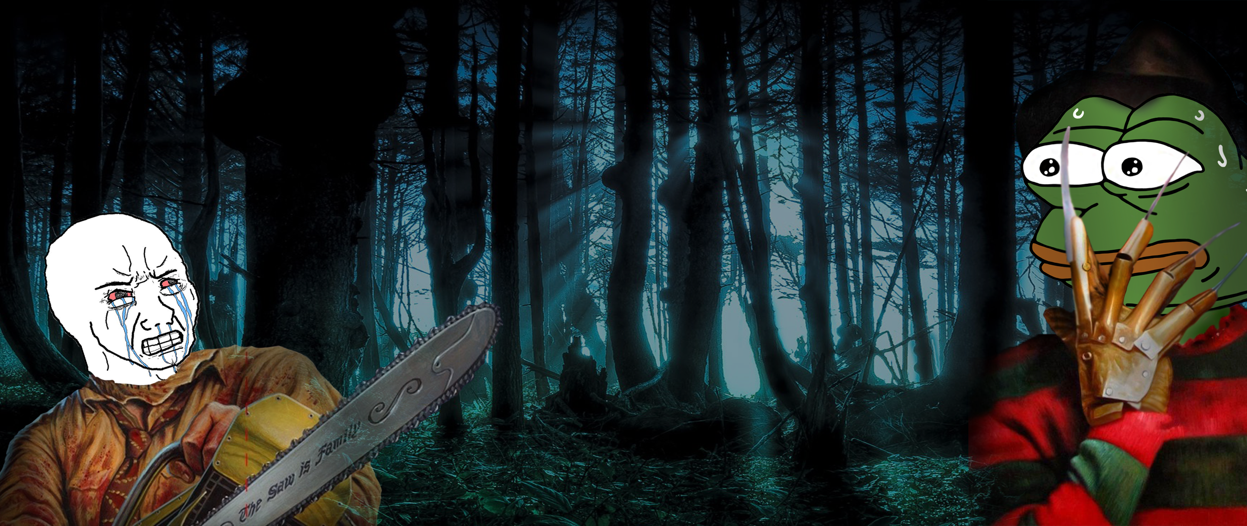 Wallpaper, Halloween, Pepe meme, Freddy Krueger, leatherface, ultrawide 2560x1080
