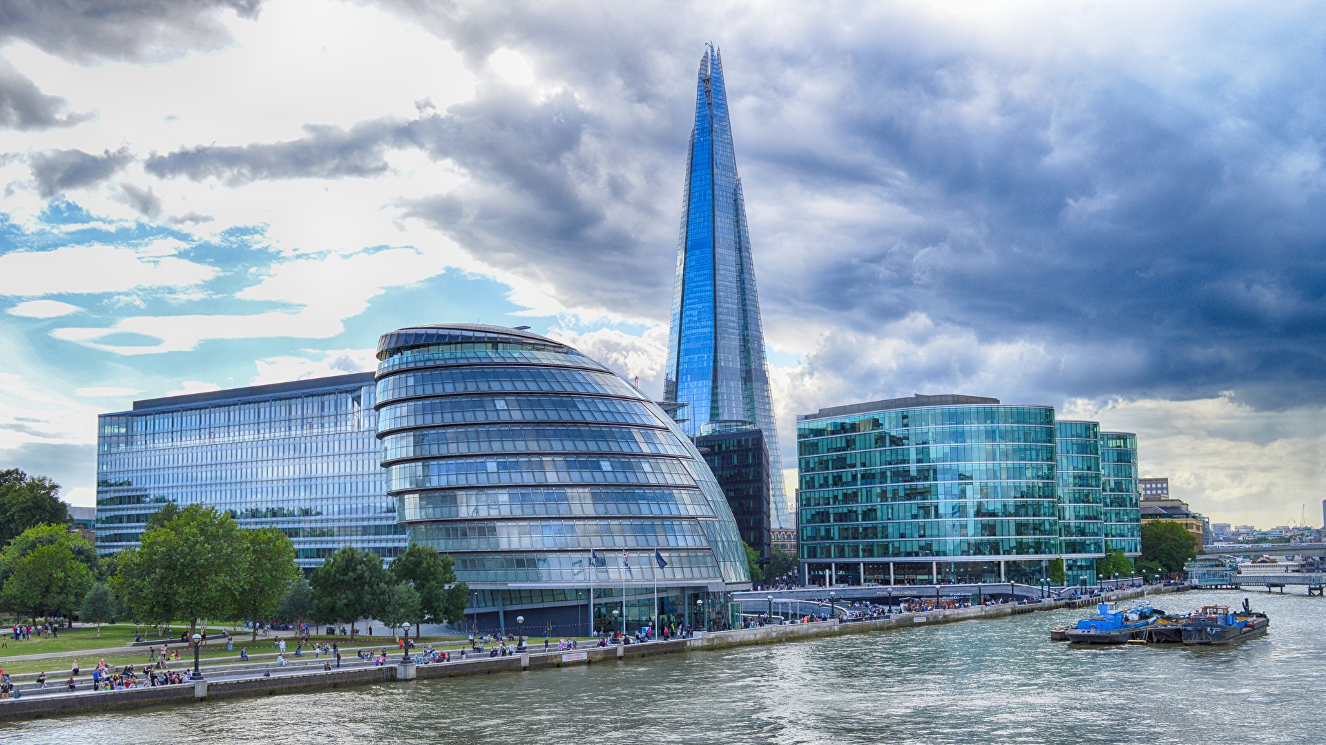 Photo London England Thames, The Shard Rivers Skyscrapers 1920x1080