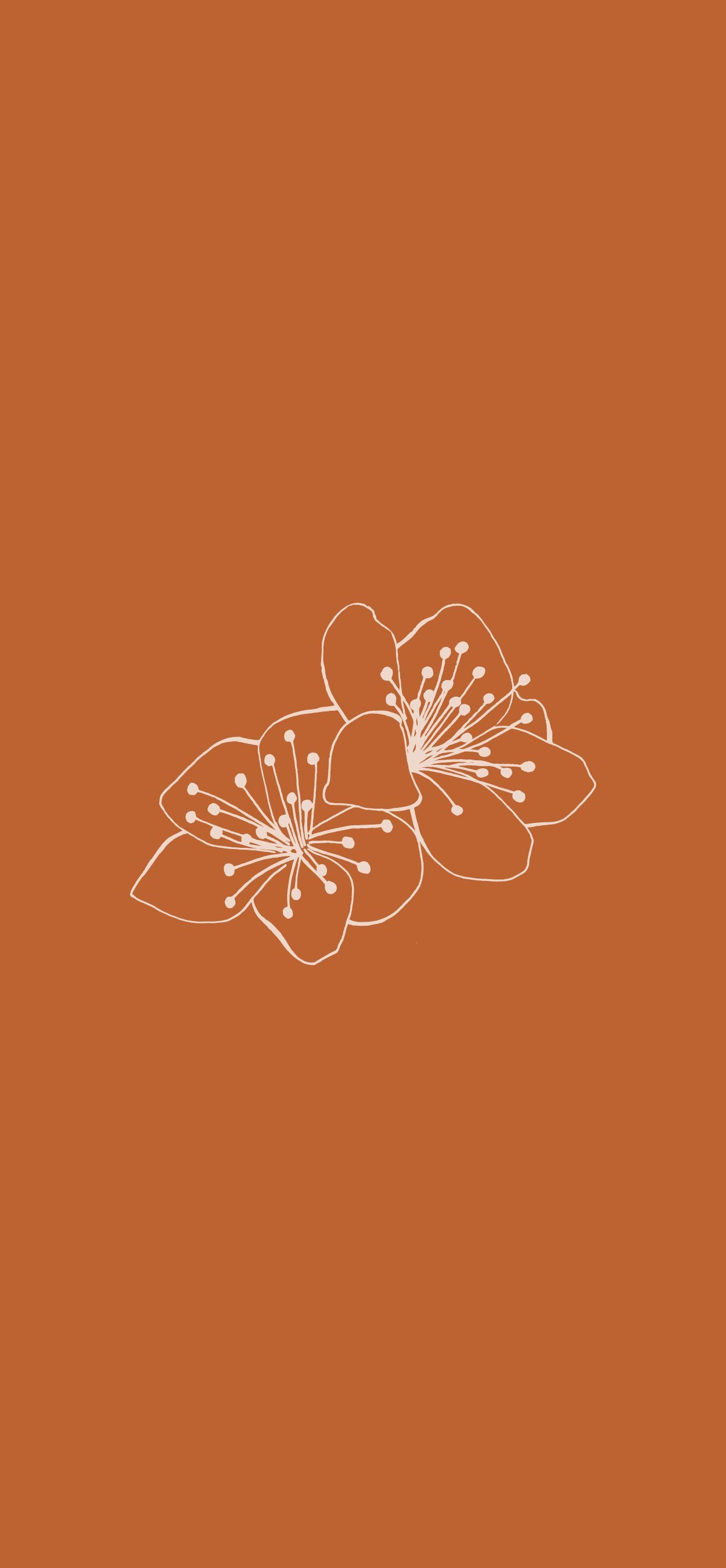 Aesthetic Instagram Story Highlight Icon. Burnt Orange Florals, Boho flowers, leaves. Bota. Orange aesthetic, Orange wallpaper, iPhone wallpaper tumblr aesthetic