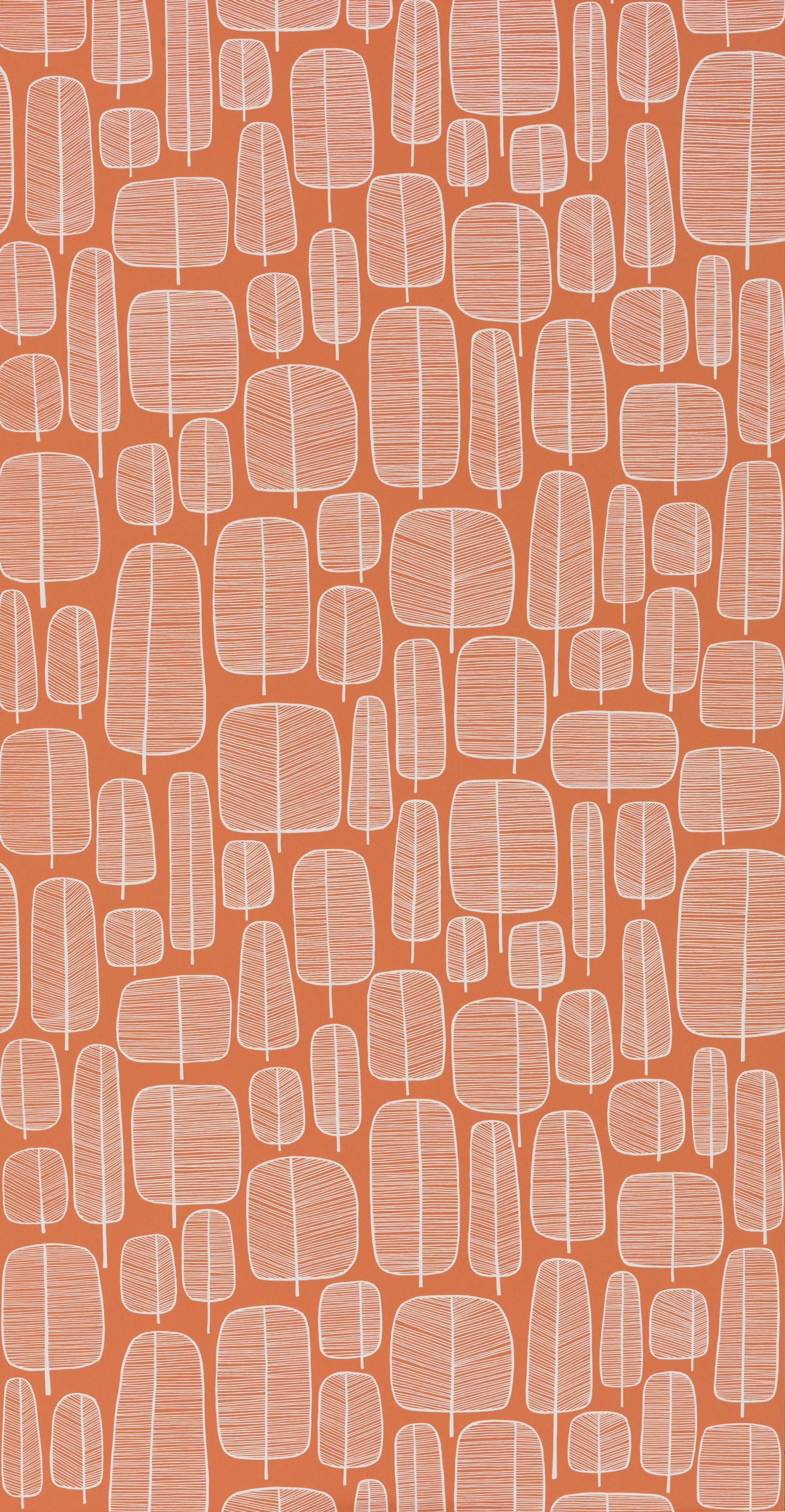 Little Trees Burnt Orange Wallpaper. Patrones, Fondo celular, Ilustraciones