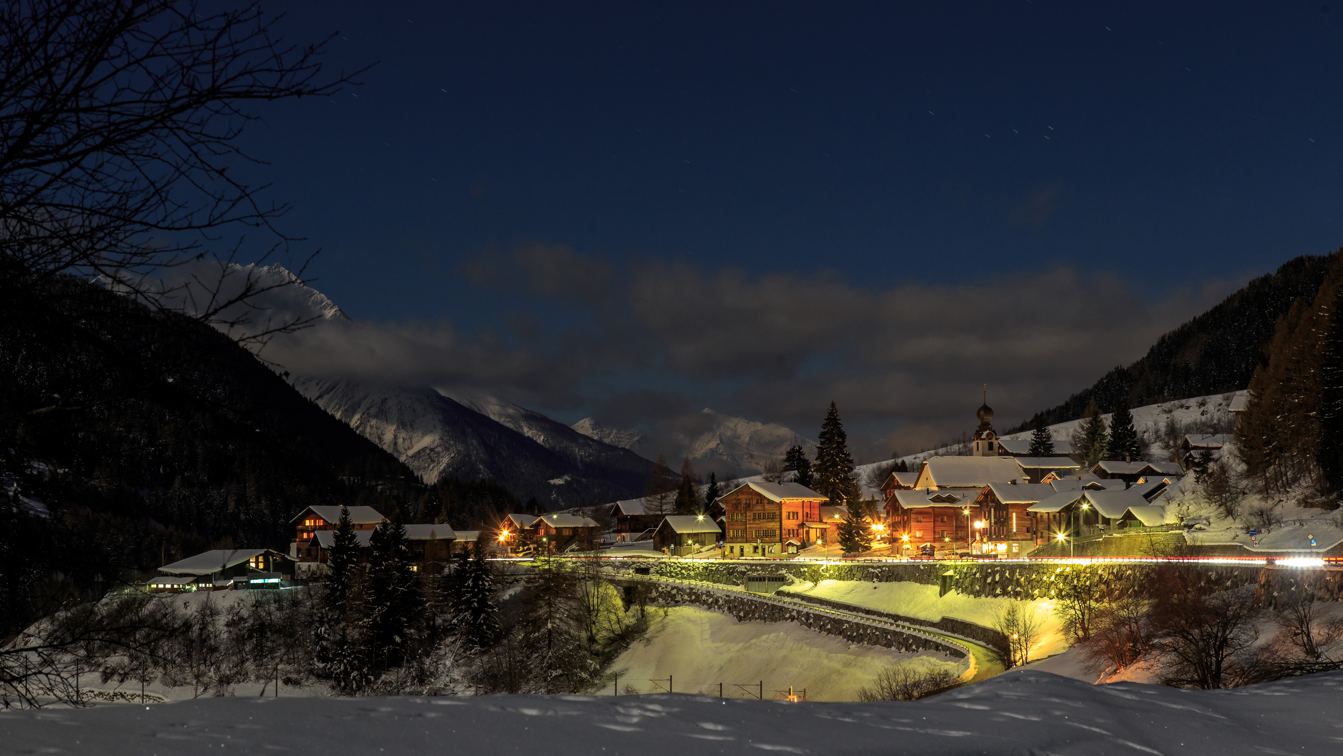 Winter Village in Switzerland 4k Ultra HD Wallpaper