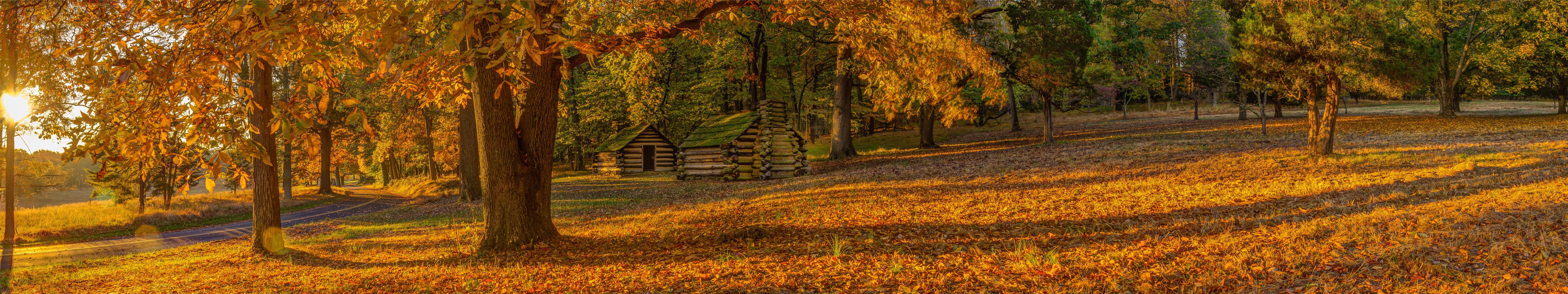 #nature, #Pennsylvania, #landscape, #seasons, #yellow, #park, # panorama, #Valley Forge, #hut, #grass, #fall, #trees, #Sun, wallpaper. Mocah HD Wallpaper