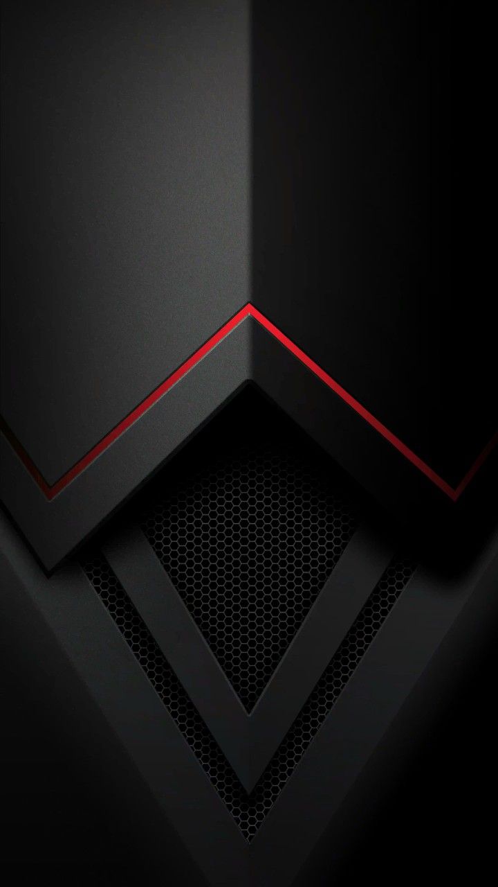 JMC Red Light OFF, Polygonal Black Form, Industrial Design Detail, Triangular Shape, Angled Form, Polygonal, Red Stripe, Concen. Wallpaper Ponsel, Abstrak, Desain