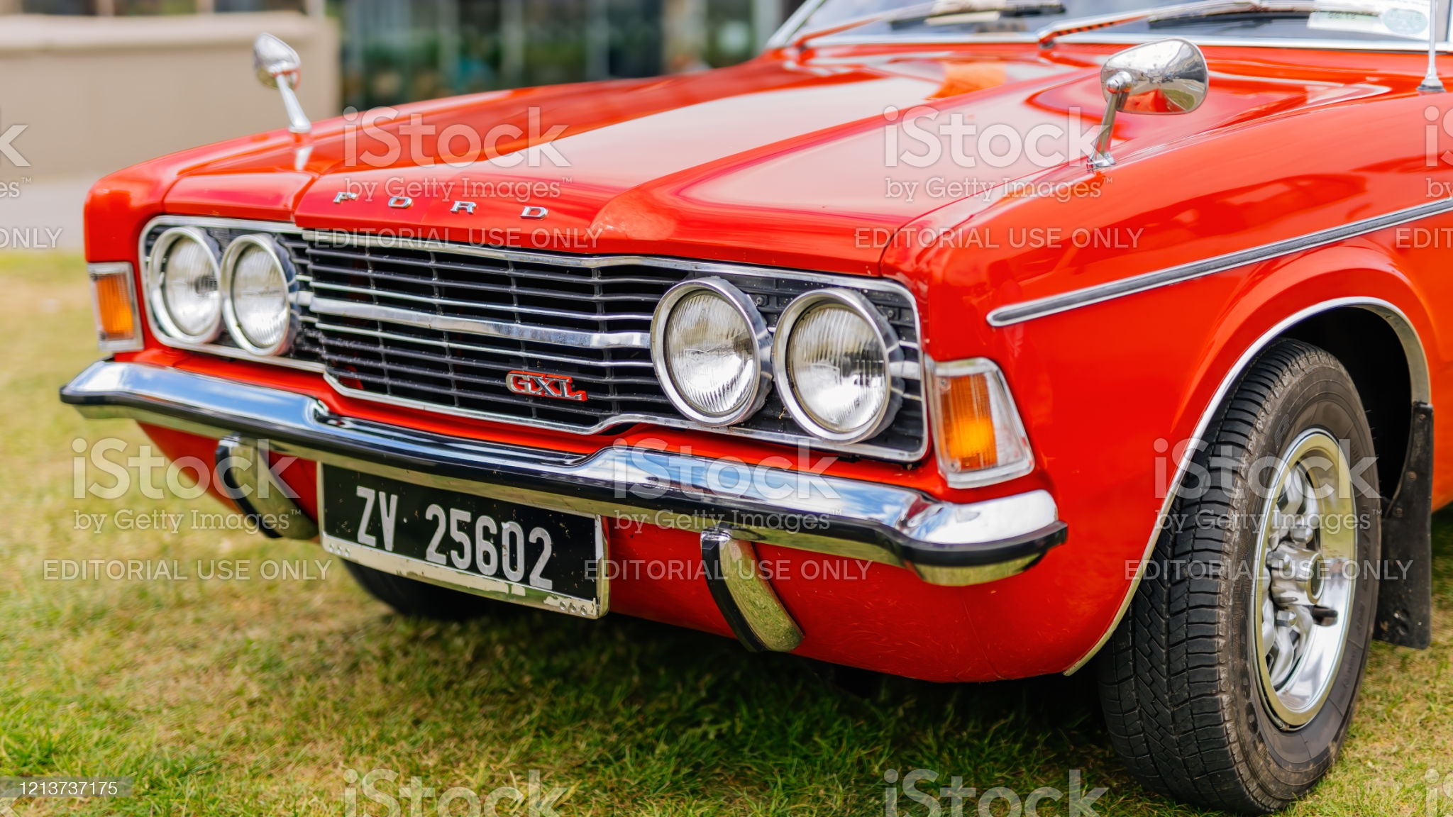 Front View On Red Ford Cortina Gxl Mk3 From 1970s Image Now