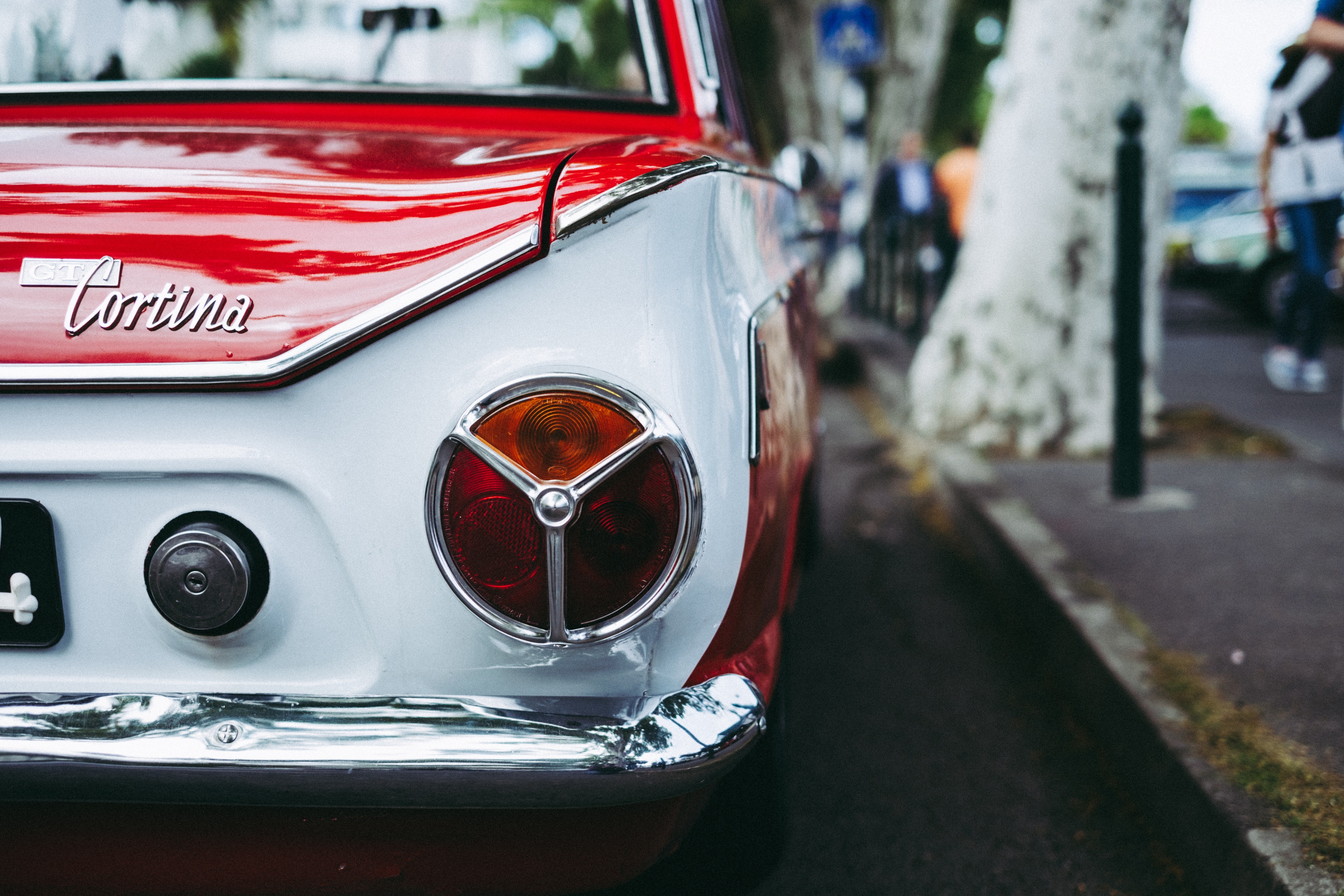 Free photo: Rear of Red and White Ford Cortina, Automotive, Car