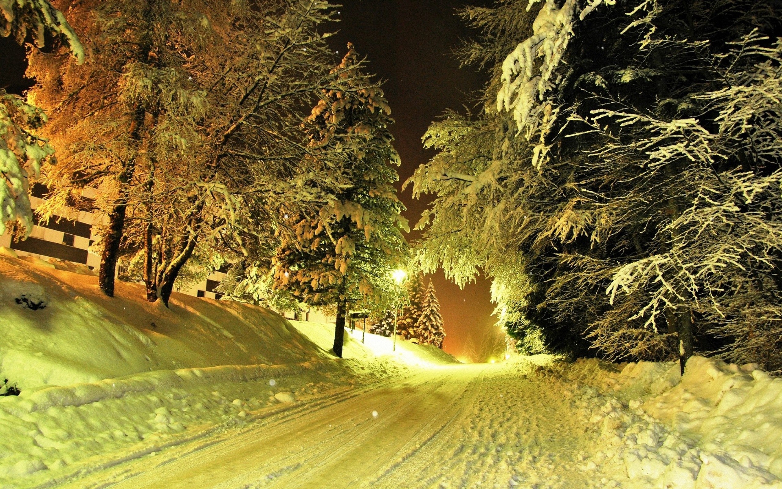 Winter Road at Night wallpaper. Winter Road at Night